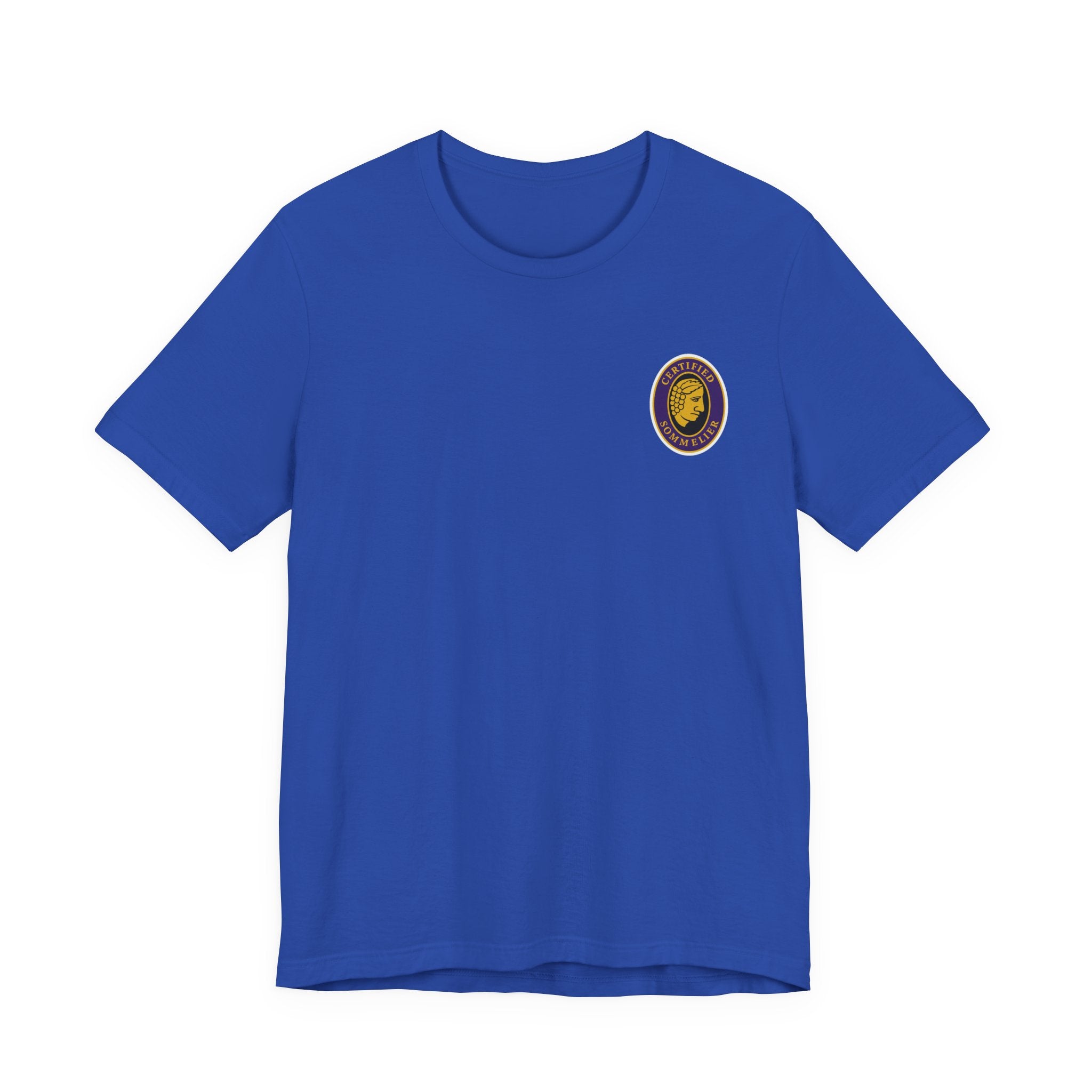 Certified Sommelier T-shirt, featuring the official emblem in striking purple, gold, and black