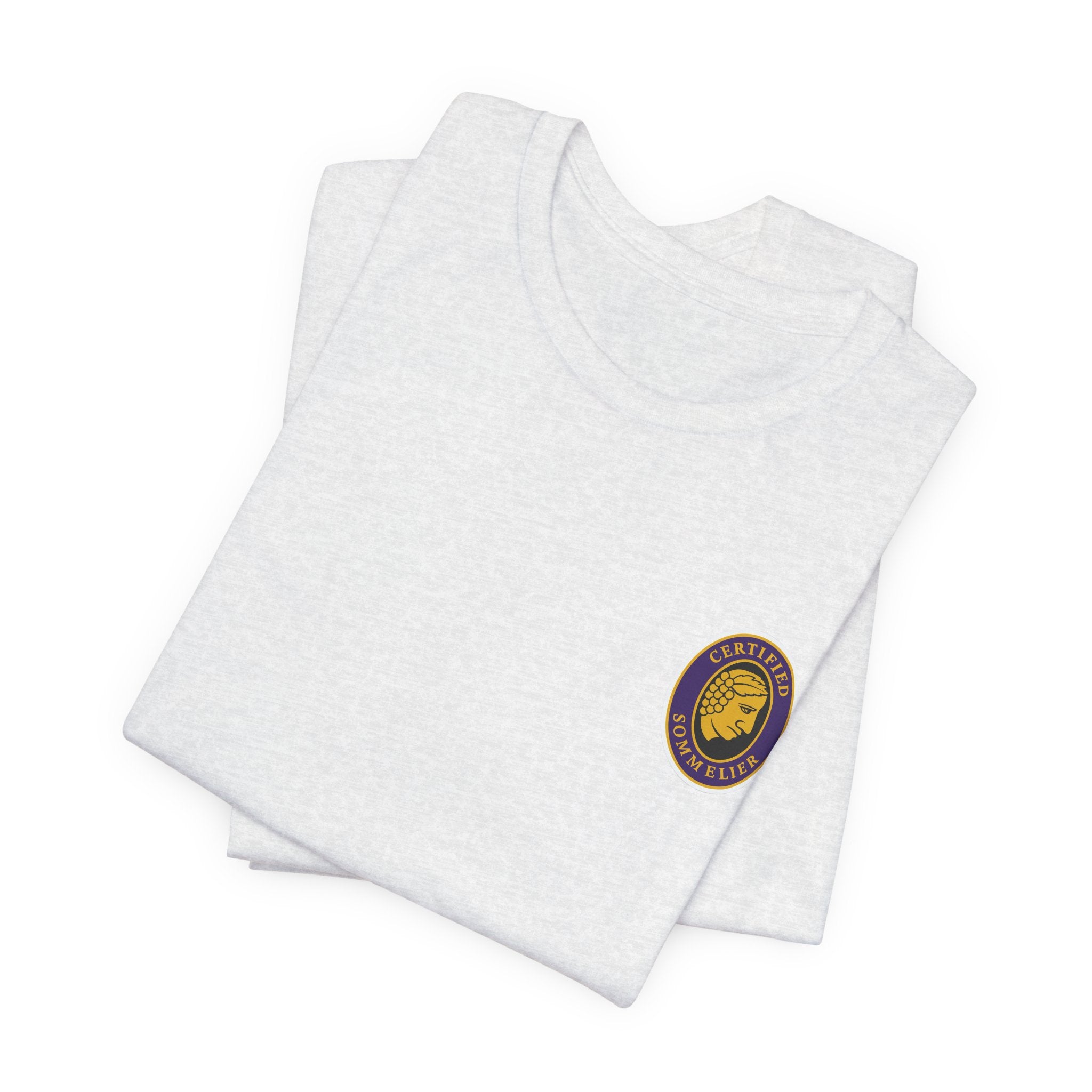 Certified Sommelier T-shirt, featuring the official emblem in striking purple, gold, and black