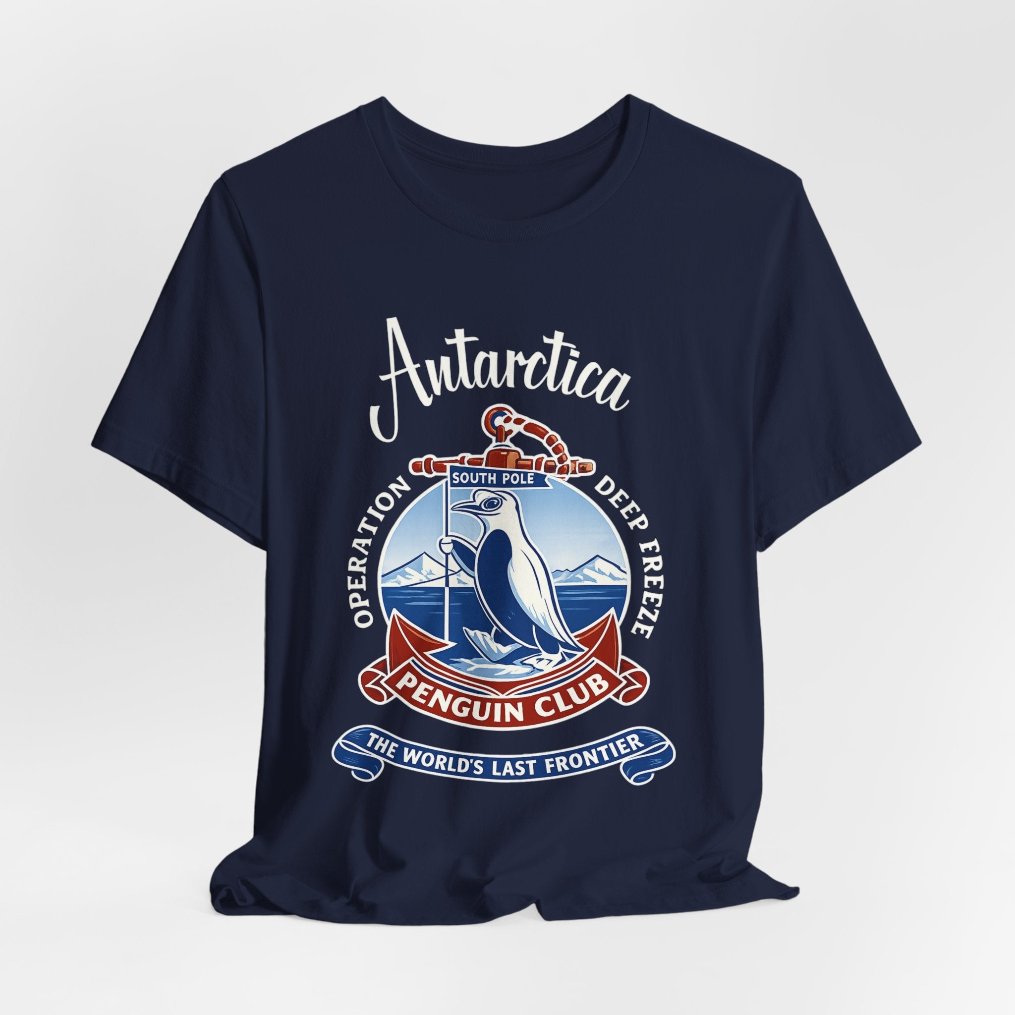 Antarctica Penguin Club Crest T-Shirt | South Pole Expedition T-Shirt