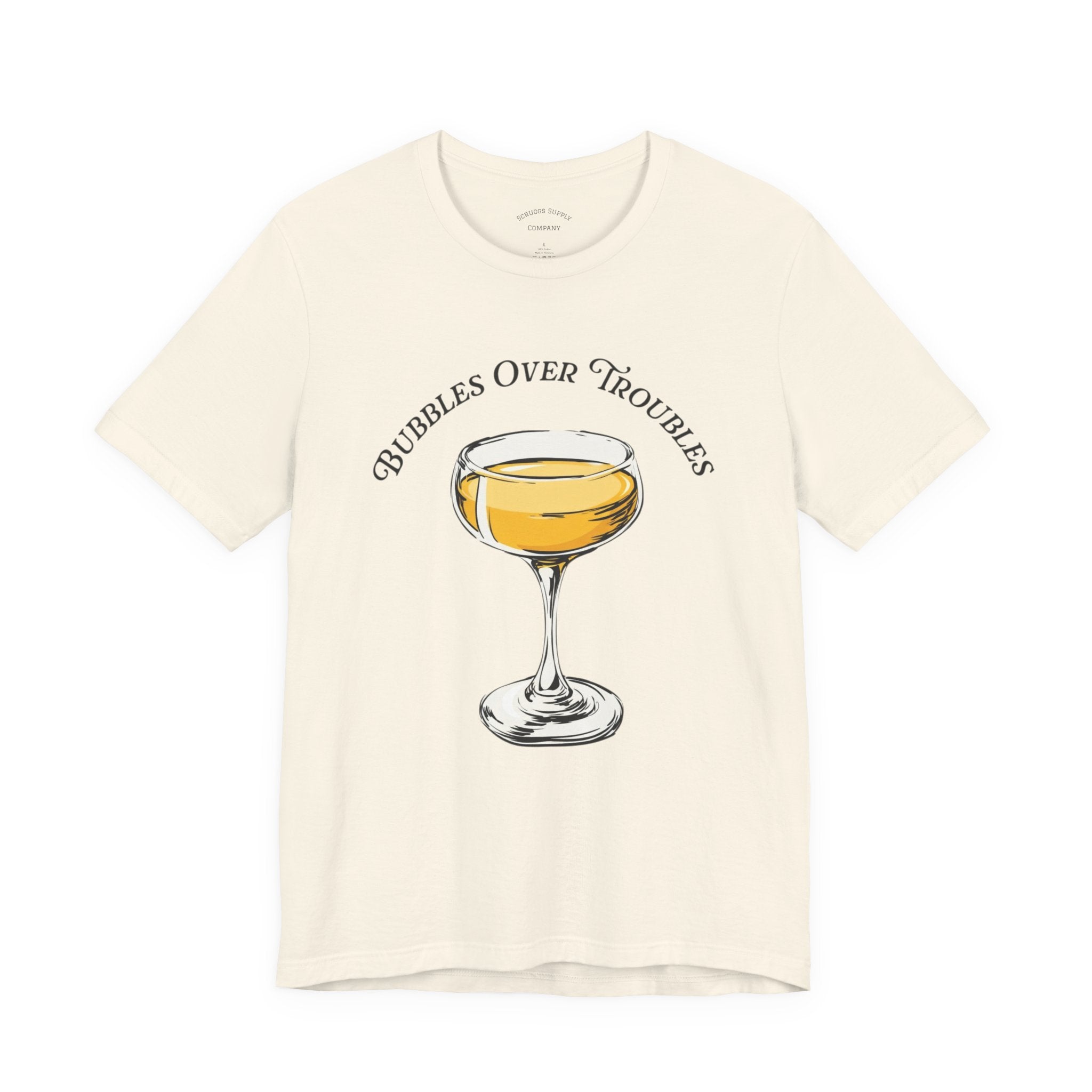 Bubbles Over Troubles Champagne Glass Tee | Cocktail Shirt