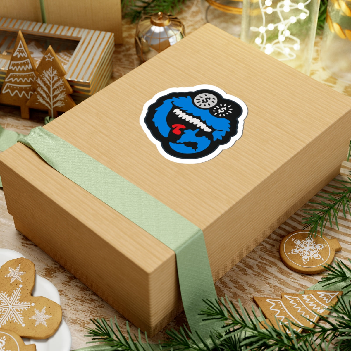 Blue Cookie Monster Face  Vinyl Sticker