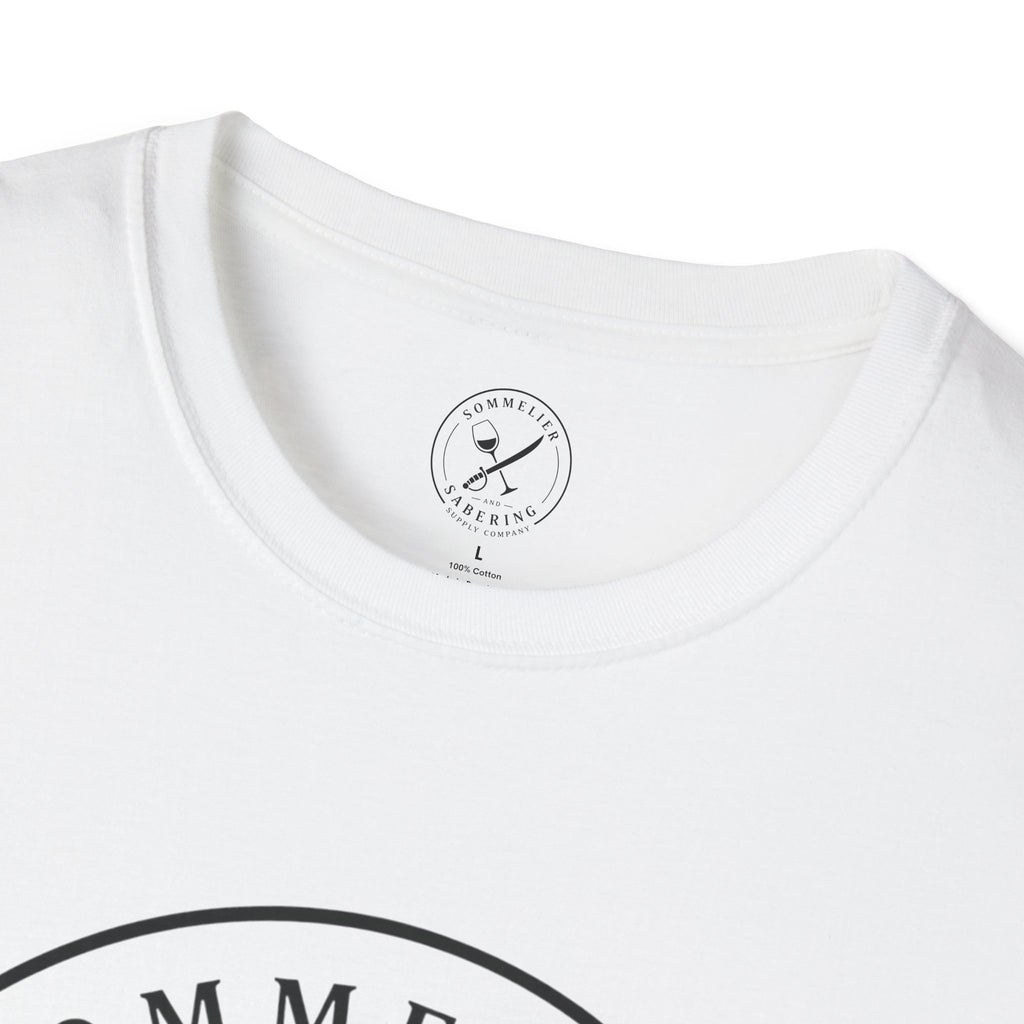 Sommelier and Sabering logo T-Shirt | Wine glass and saber emblem