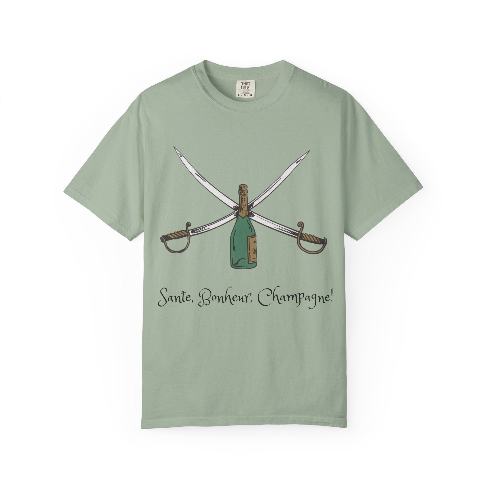 Champagne Sabering T-Shirt, Crossed Sabers & Bottle Graphic Tee