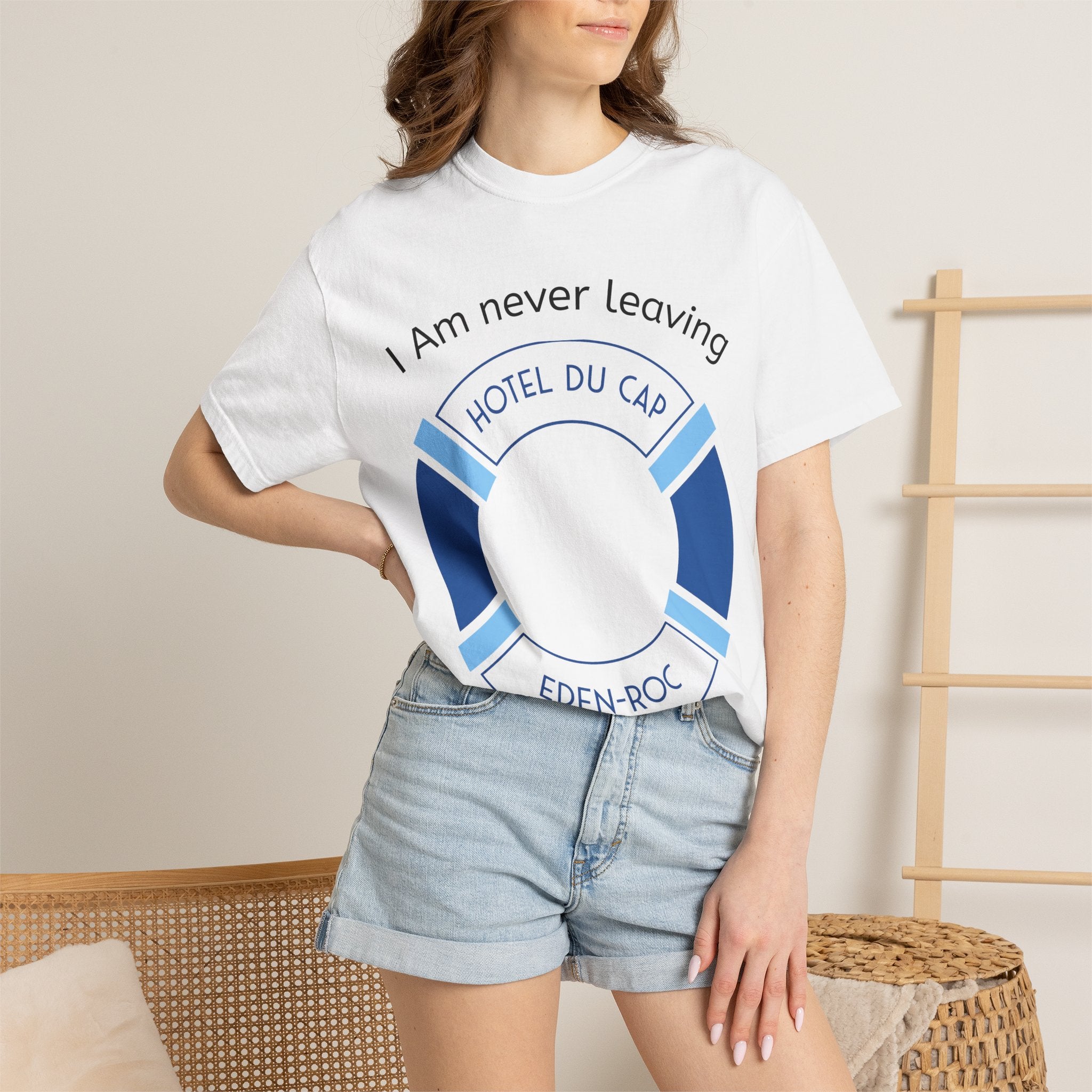I Am Never Leaving life preserver T-shirt | Hotel Du Cap Eden-Roc beach