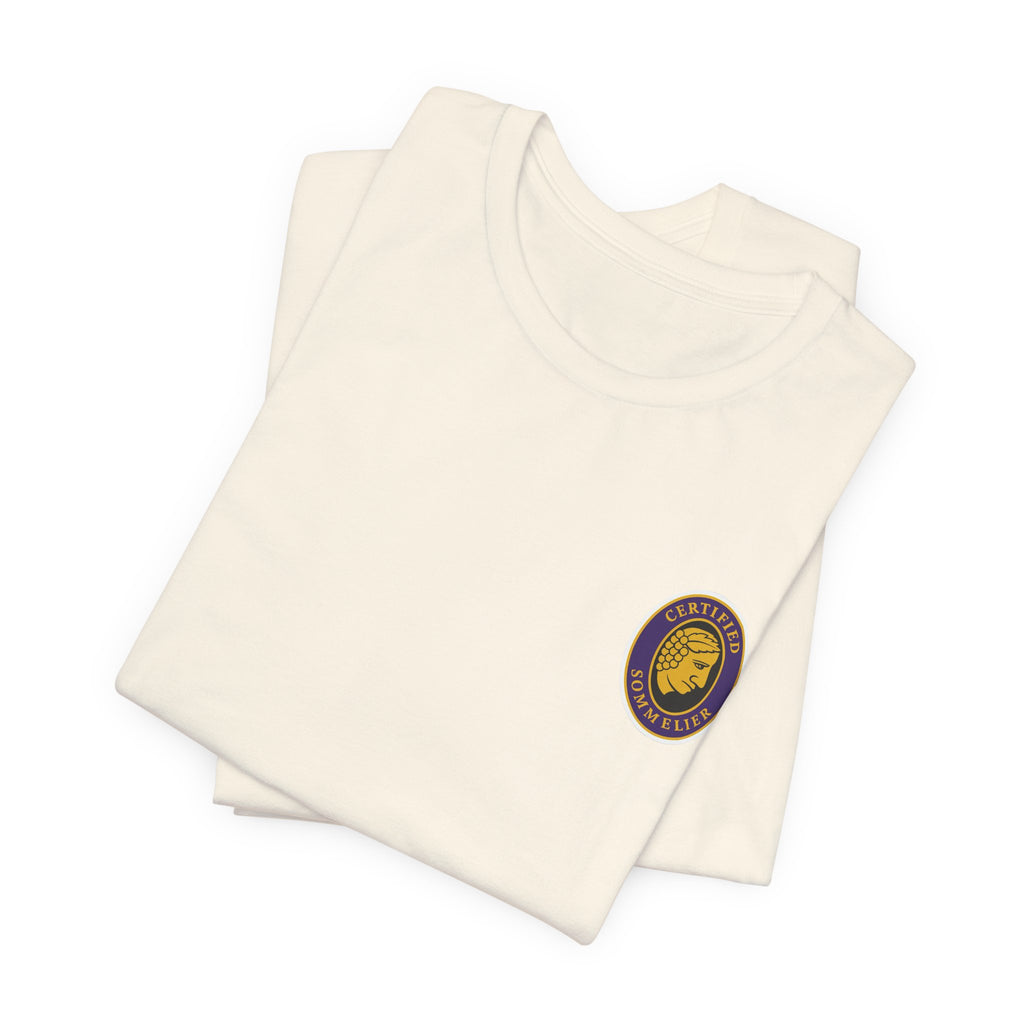 Certified Sommelier T-shirt, featuring the official emblem in striking purple, gold, and black