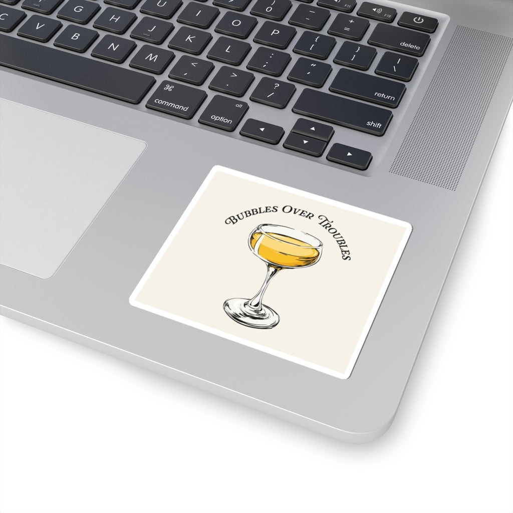 Champagne Coupe Illustration Vinyl Sticker | Bubbles Over Troubles