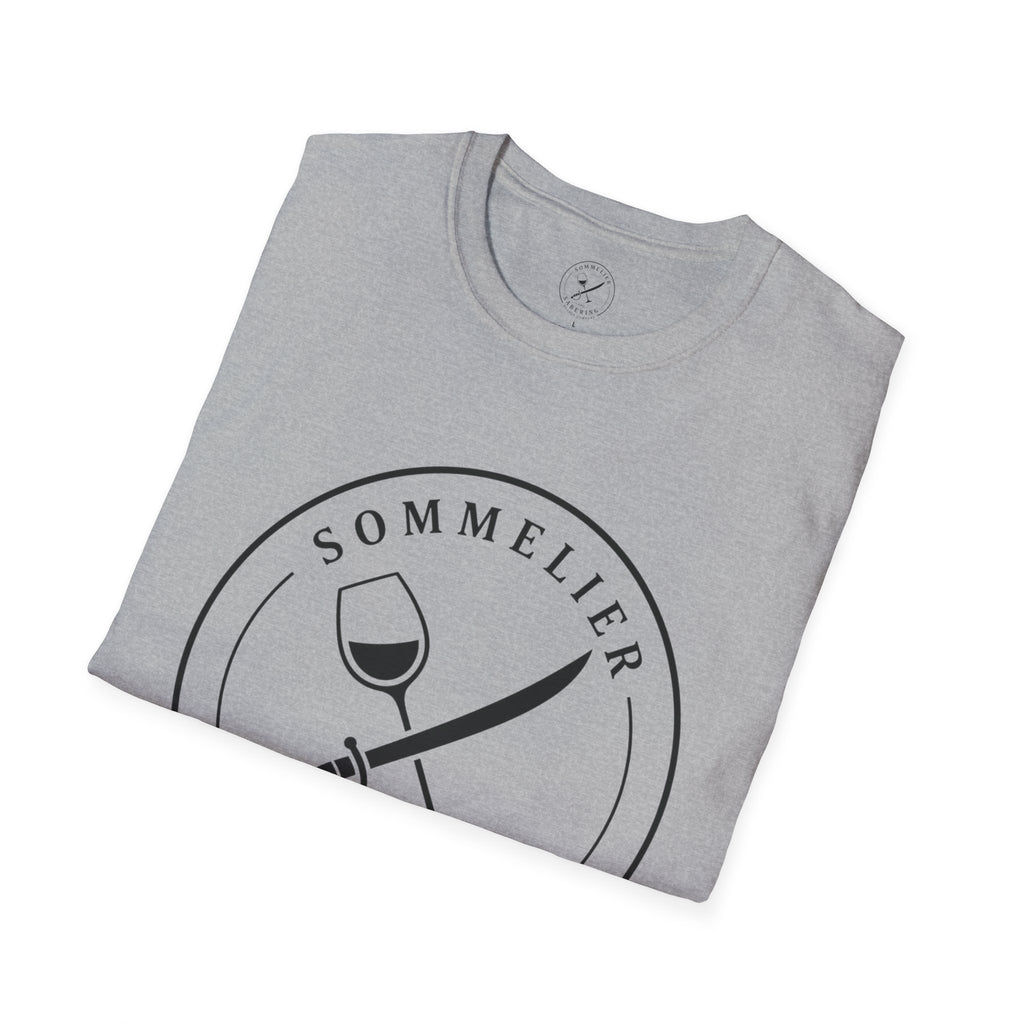 Sommelier and Sabering logo T-Shirt | Wine glass and saber emblem