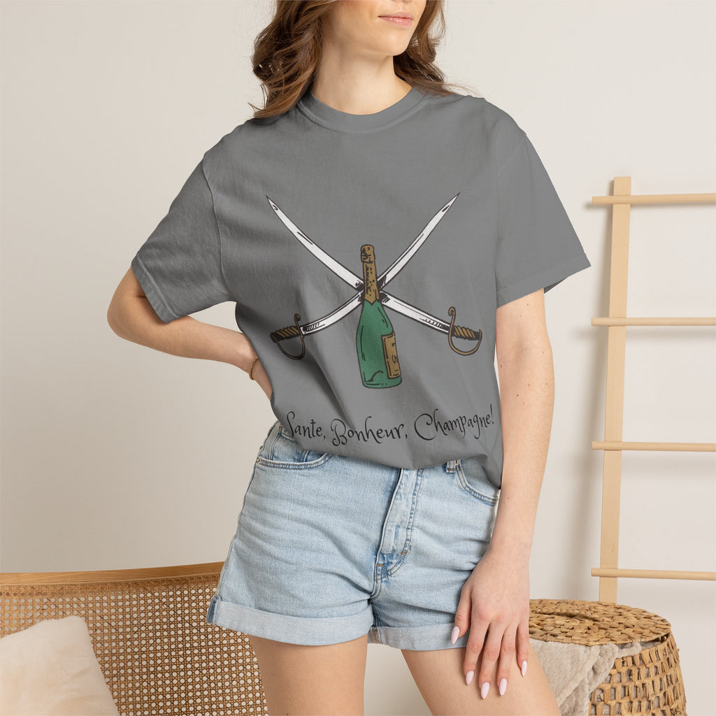 Champagne Sabering T-Shirt, Crossed Sabers & Bottle Graphic Tee