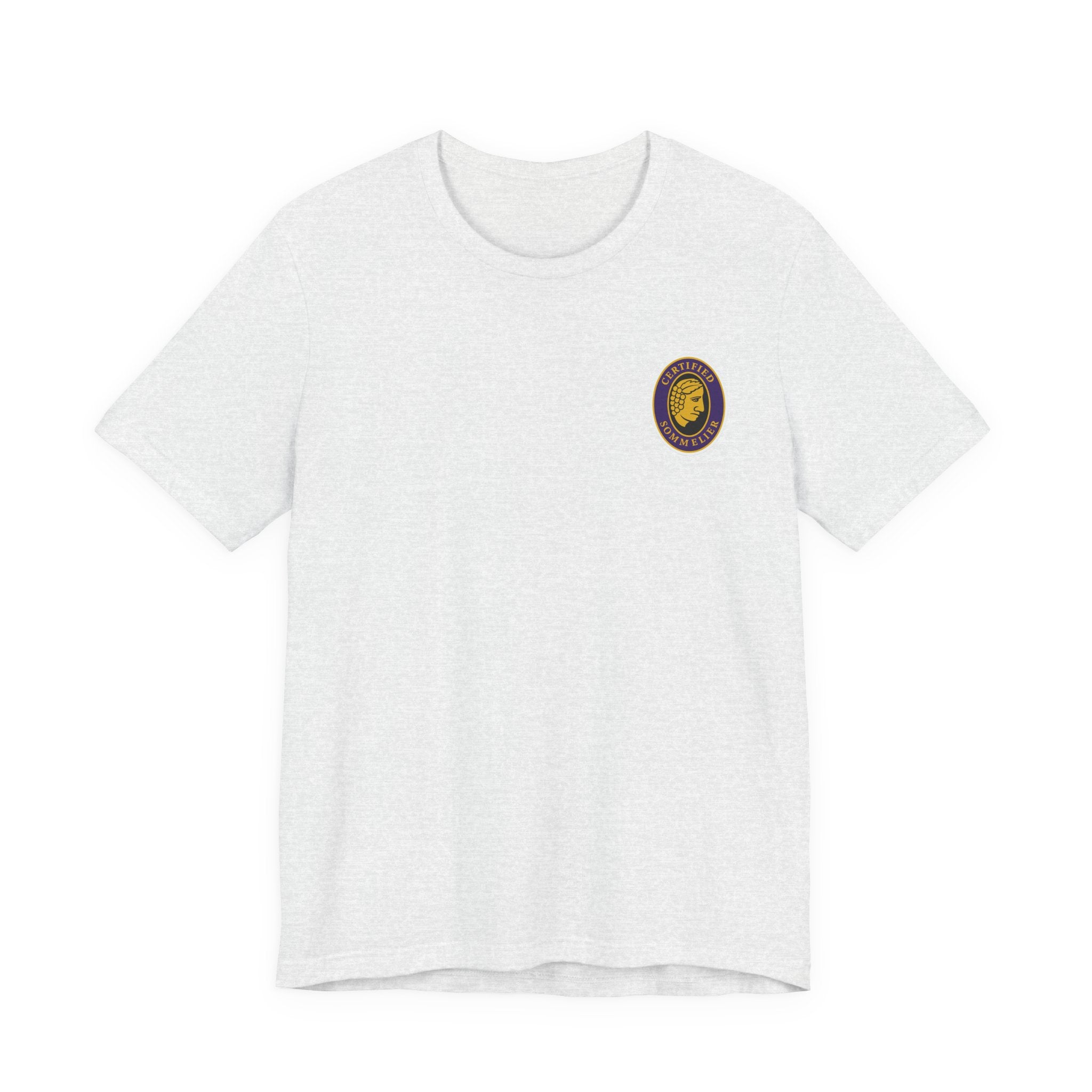 Certified Sommelier T-shirt, featuring the official emblem in striking purple, gold, and black