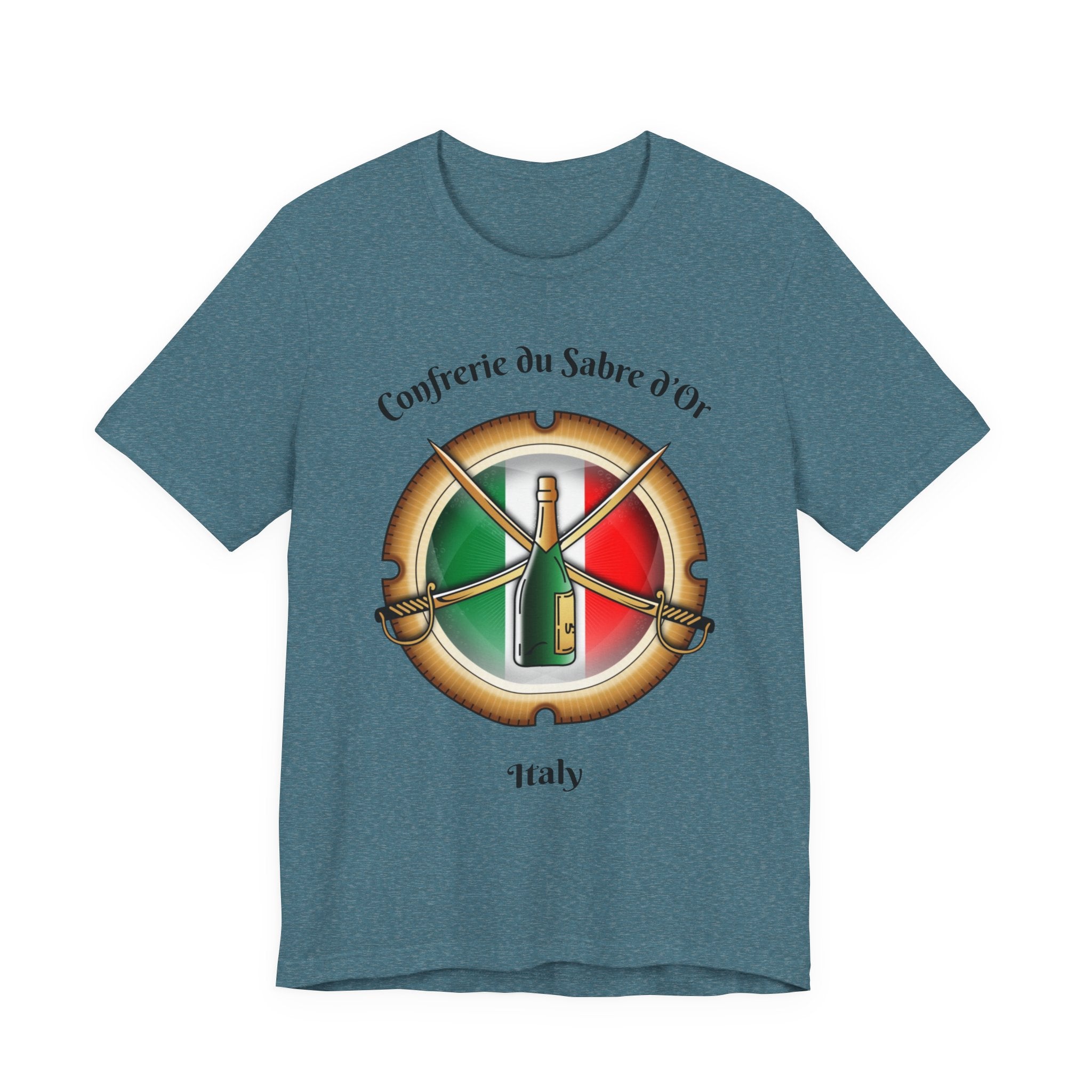 Italian Heritage T-Shirt, Confrérie du Sabre dOr France T-Shirt ,Champagne Sabering Society Emblem Tee