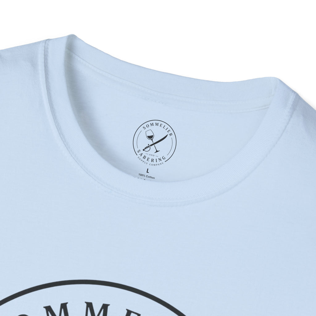 Sommelier and Sabering logo T-Shirt | Wine glass and saber emblem