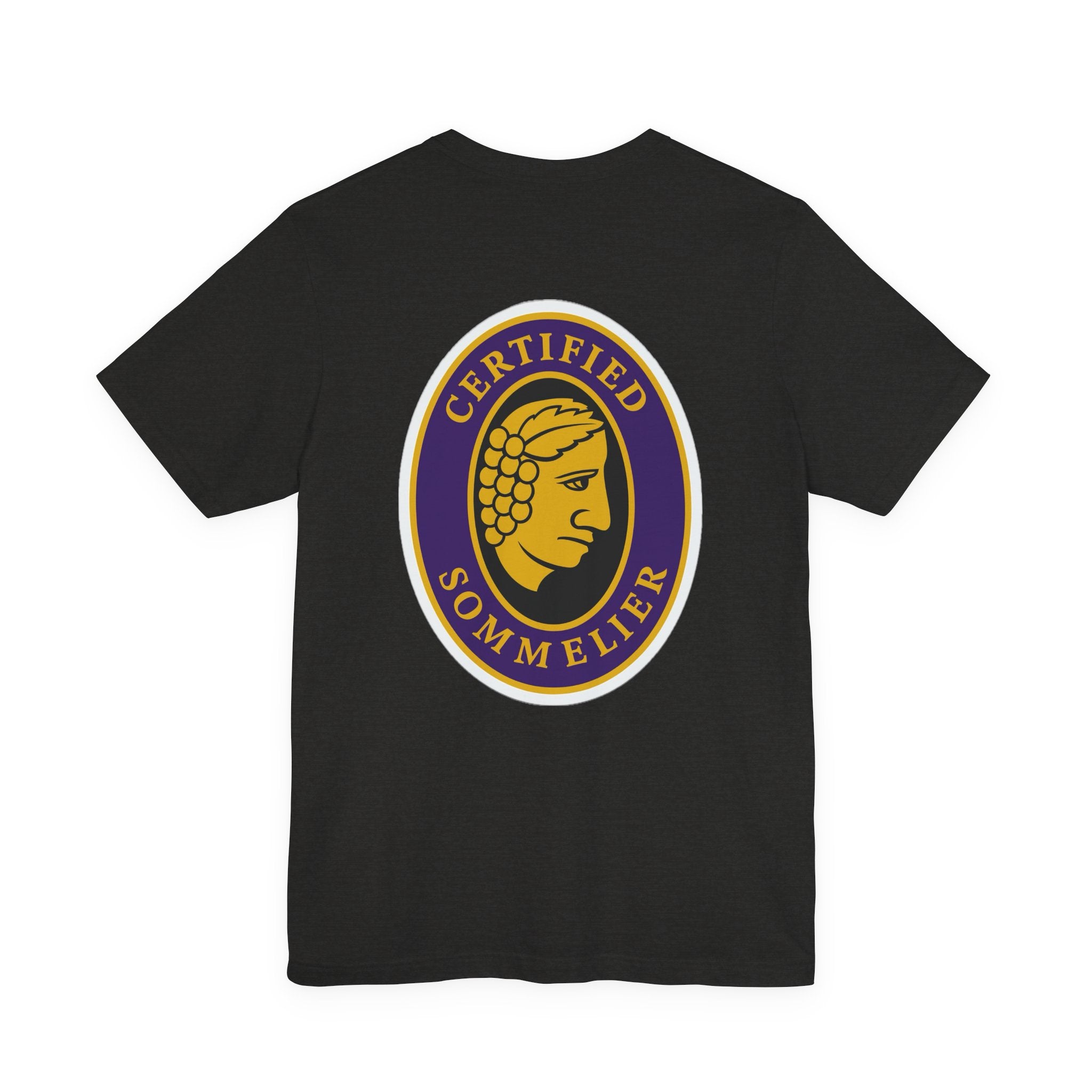 Certified Sommelier T-shirt, featuring the official emblem in striking purple, gold, and black