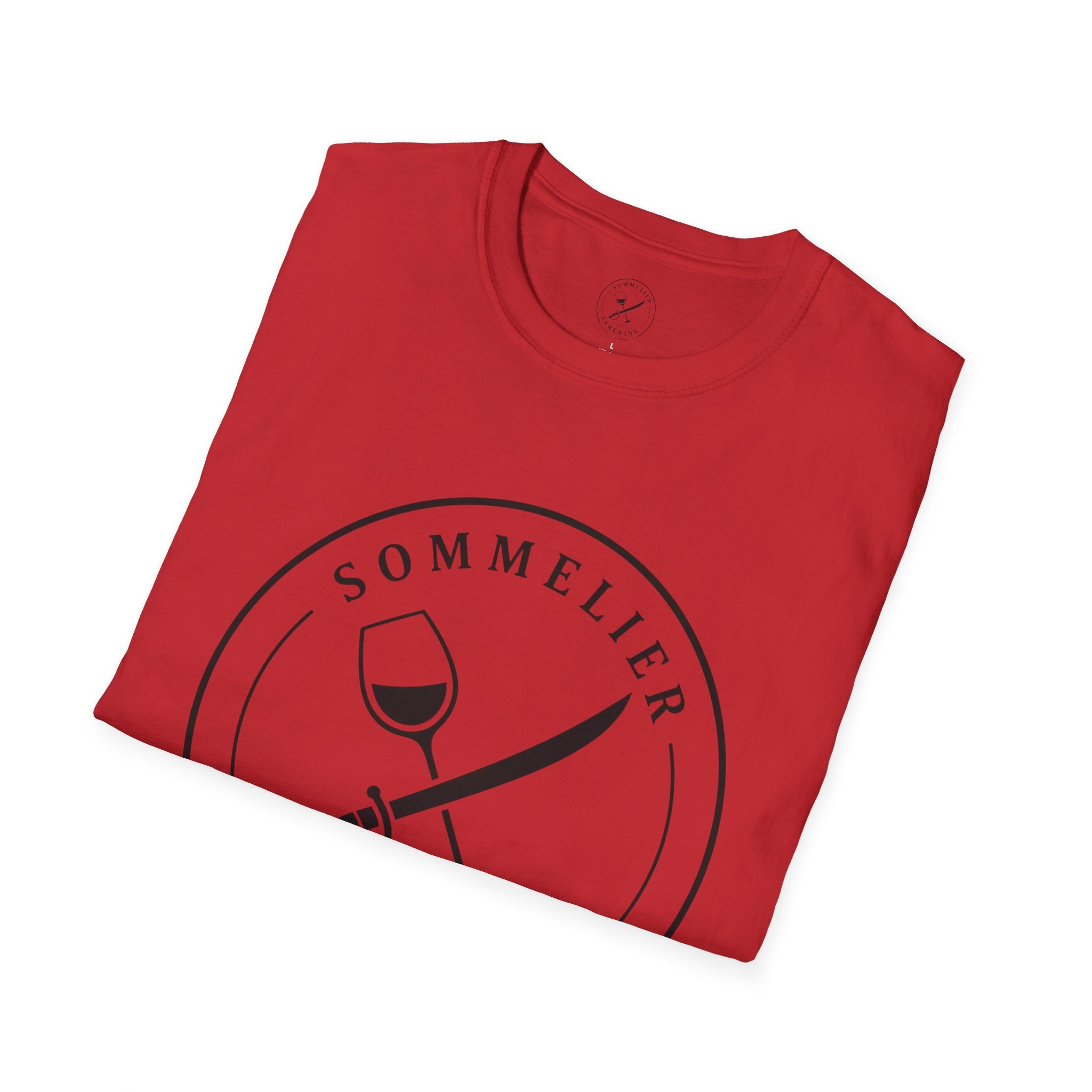 Sommelier and Sabering logo T-Shirt | Wine glass and saber emblem