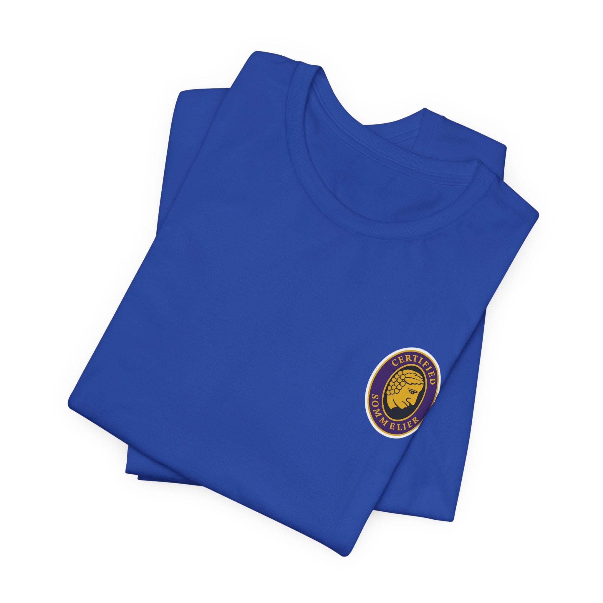 Certified Sommelier T-shirt, featuring the official emblem in striking purple, gold, and black