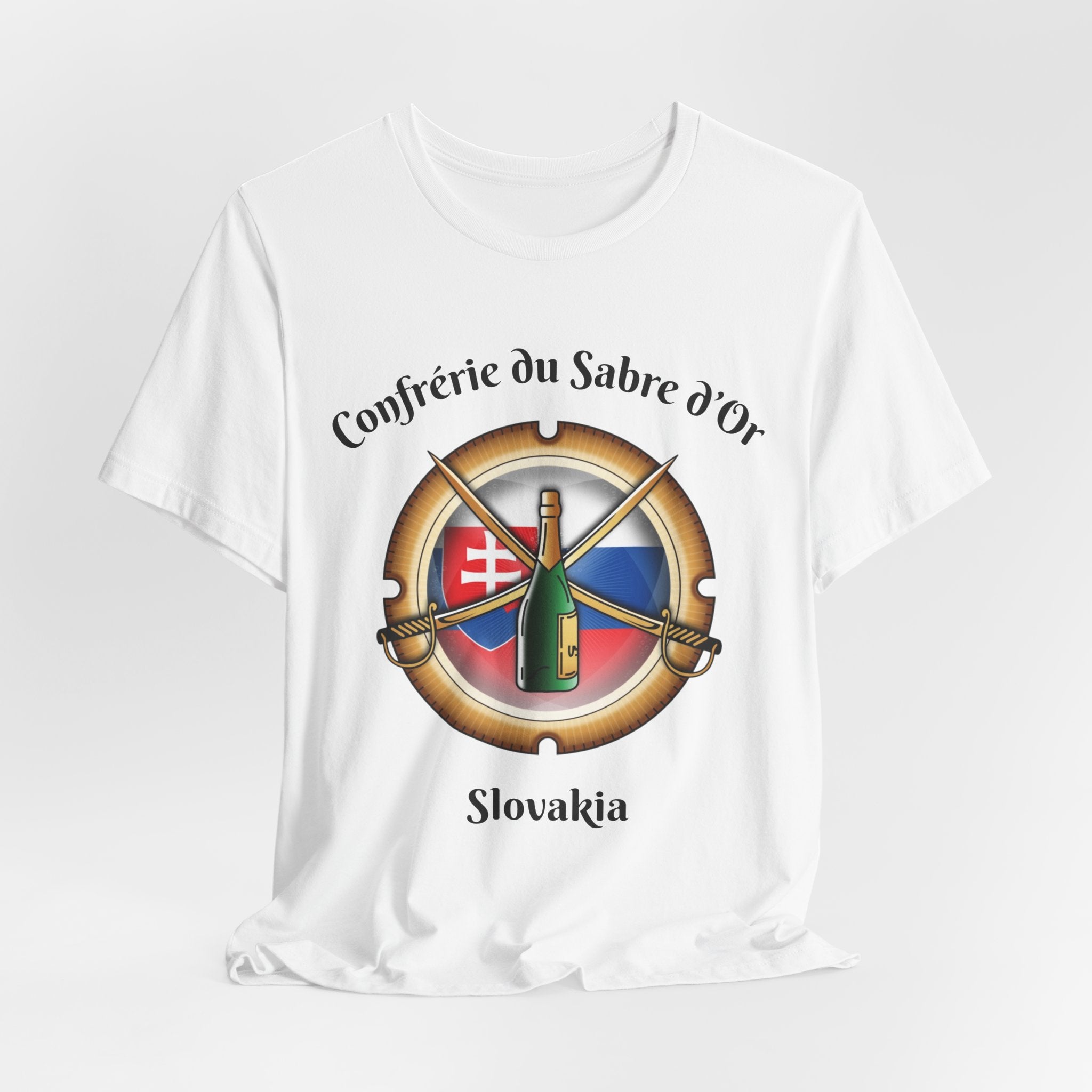 Slovakia Heritage, Sabering Society Slovak Crest T-Shirt, Champagne and Sabrage Heritage Design