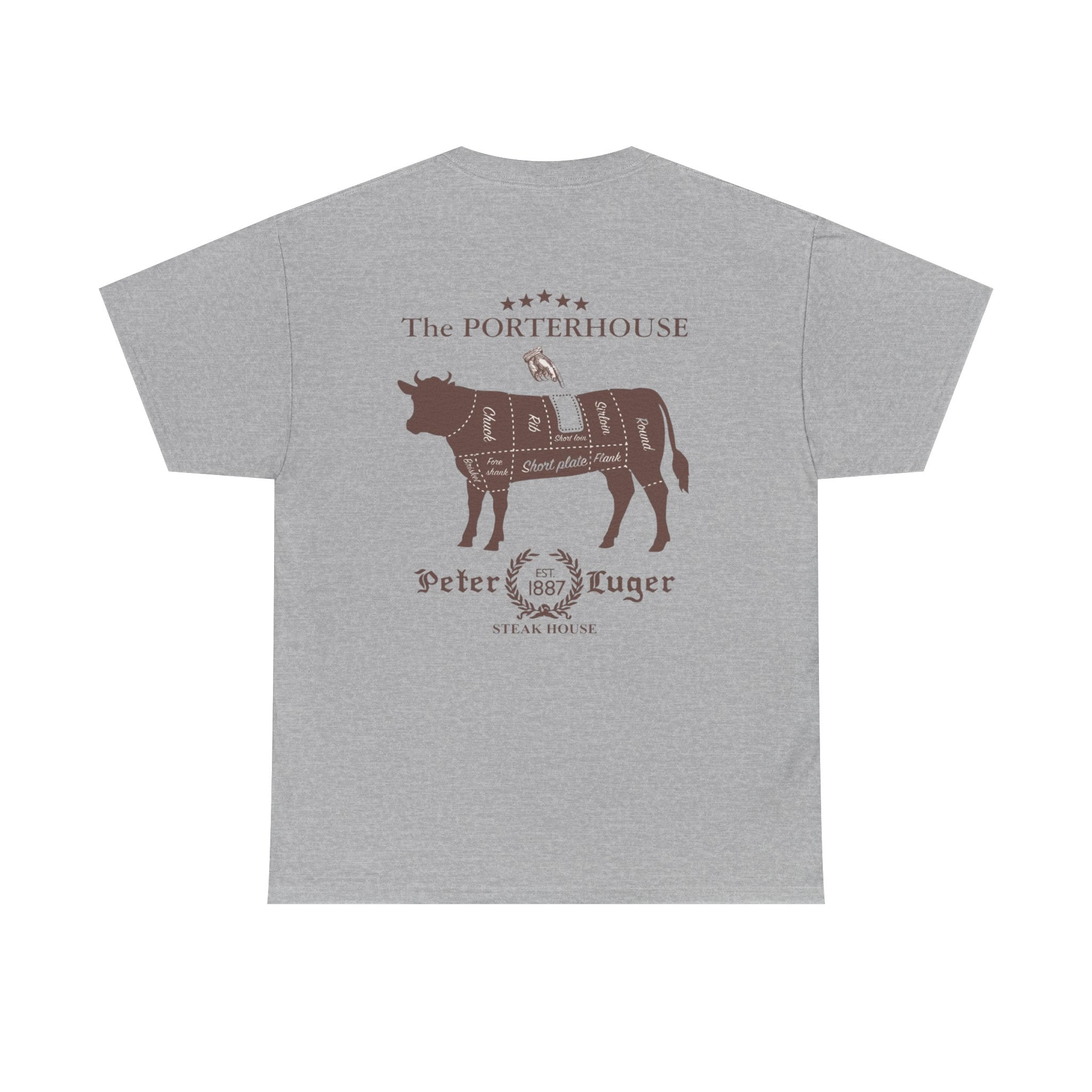 Peter Luger Vintage Butcher Cut Diagram T-Shirt | Porterhouse Steak Cow Diagram
