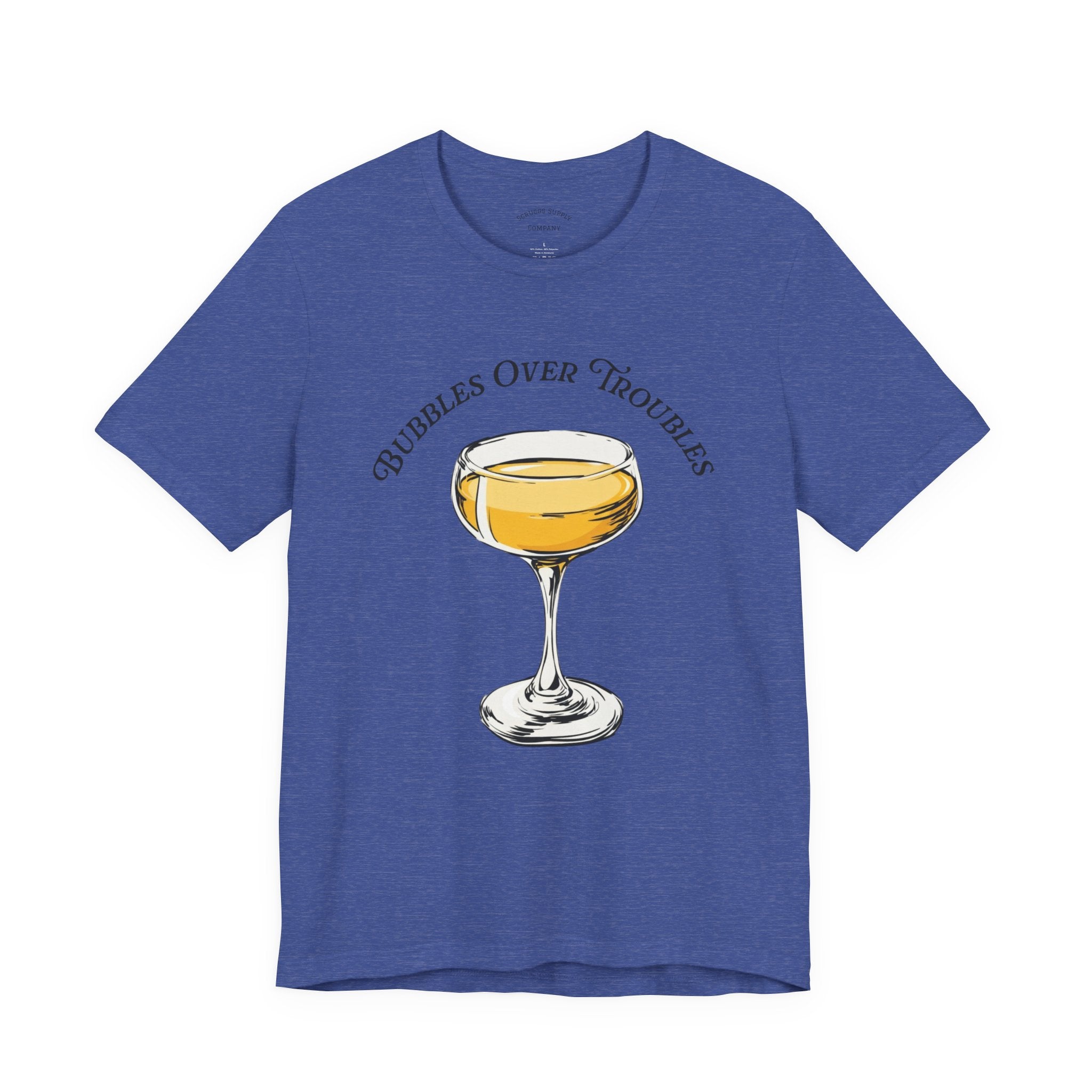 Bubbles Over Troubles Champagne Glass Tee | Cocktail Shirt