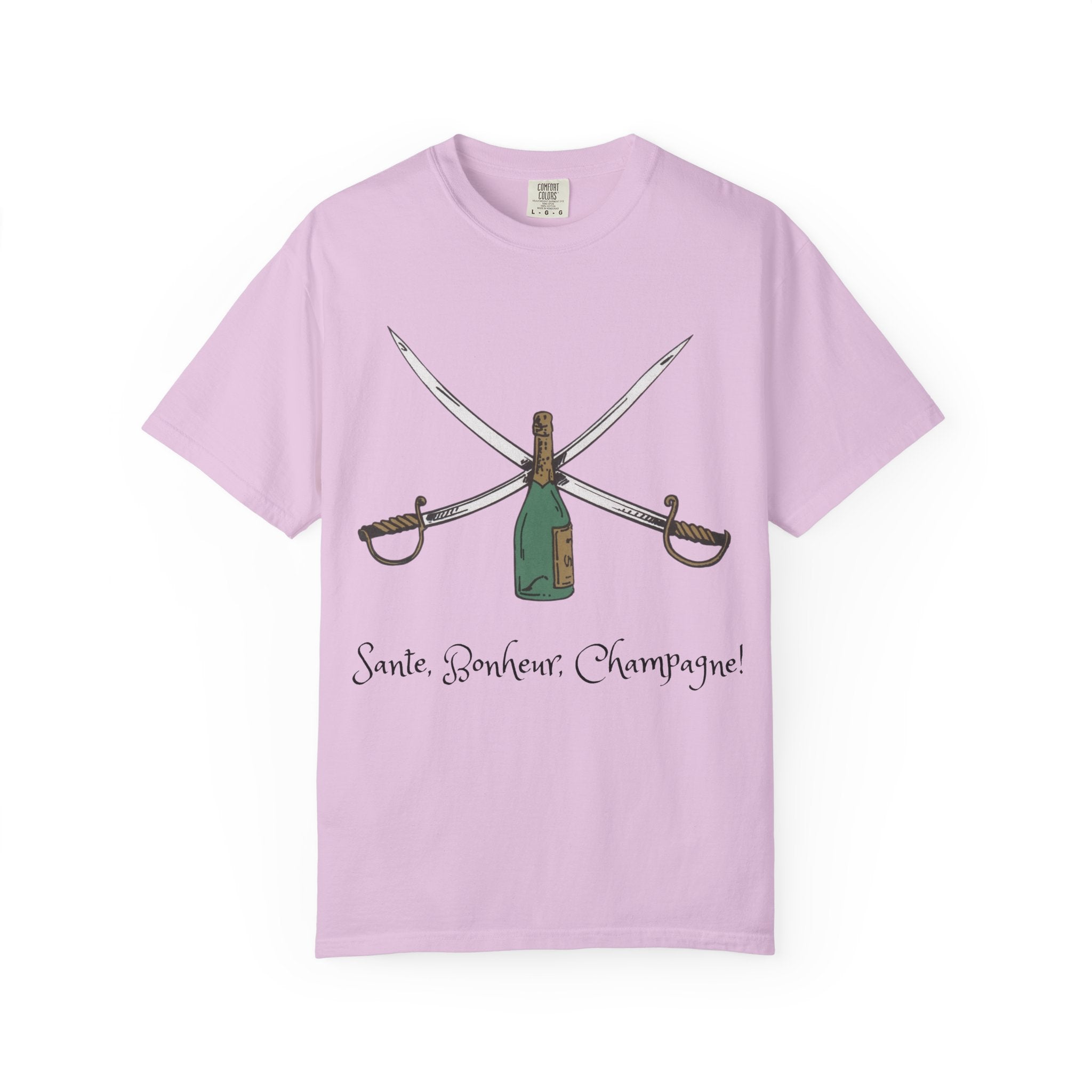Champagne Sabering T-Shirt, Crossed Sabers & Bottle Graphic Tee