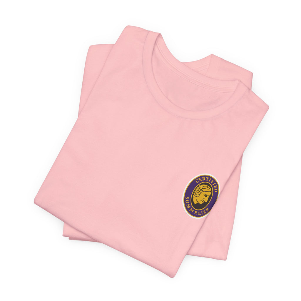 Certified Sommelier T-shirt, featuring the official emblem in striking purple, gold, and black