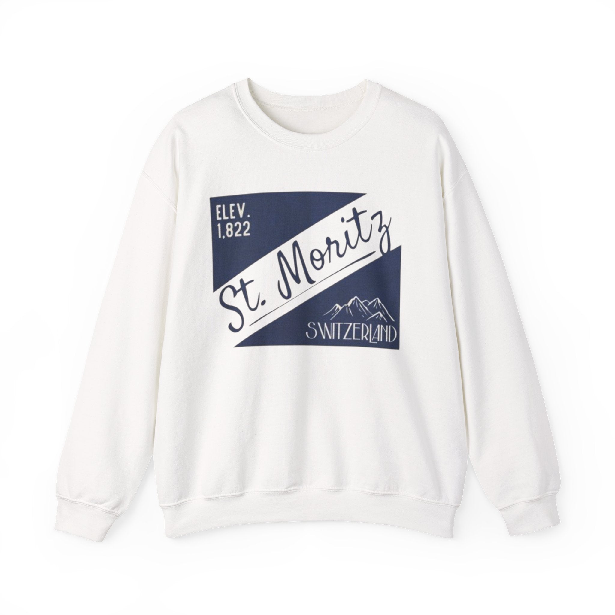 St. Moritz Ski Resort Vintage Sweatshirt | Switzerland Mountain Elev. 1,822