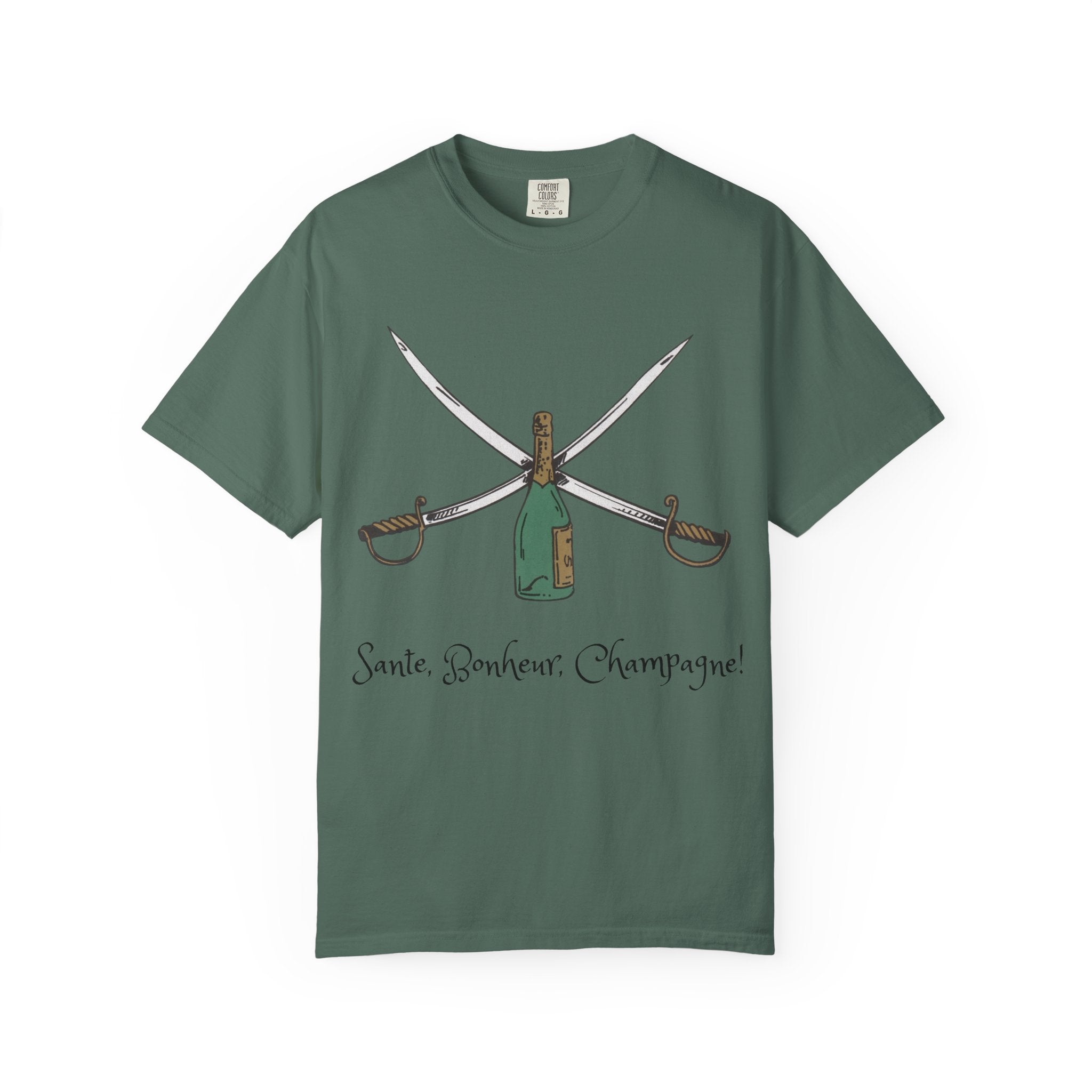 Champagne Sabering T-Shirt, Crossed Sabers & Bottle Graphic Tee