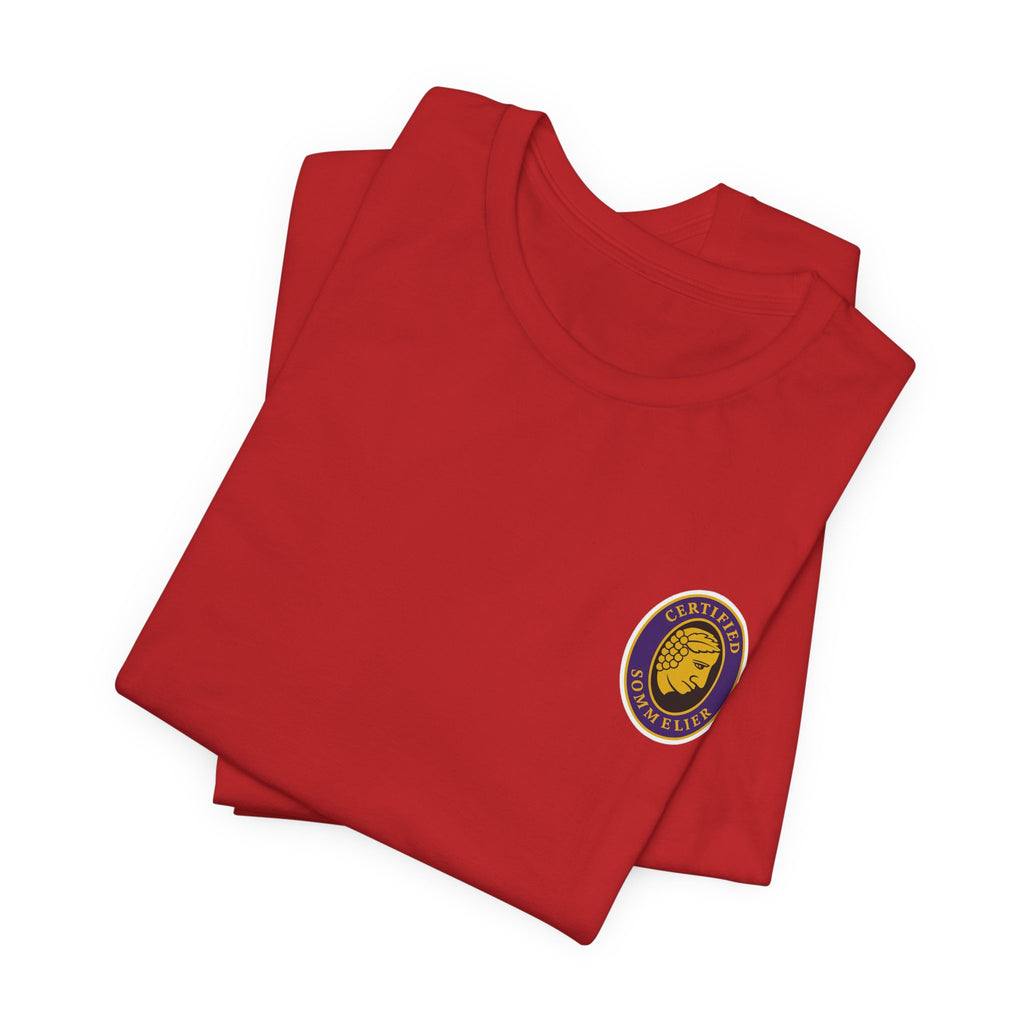 Certified Sommelier T-shirt, featuring the official emblem in striking purple, gold, and black
