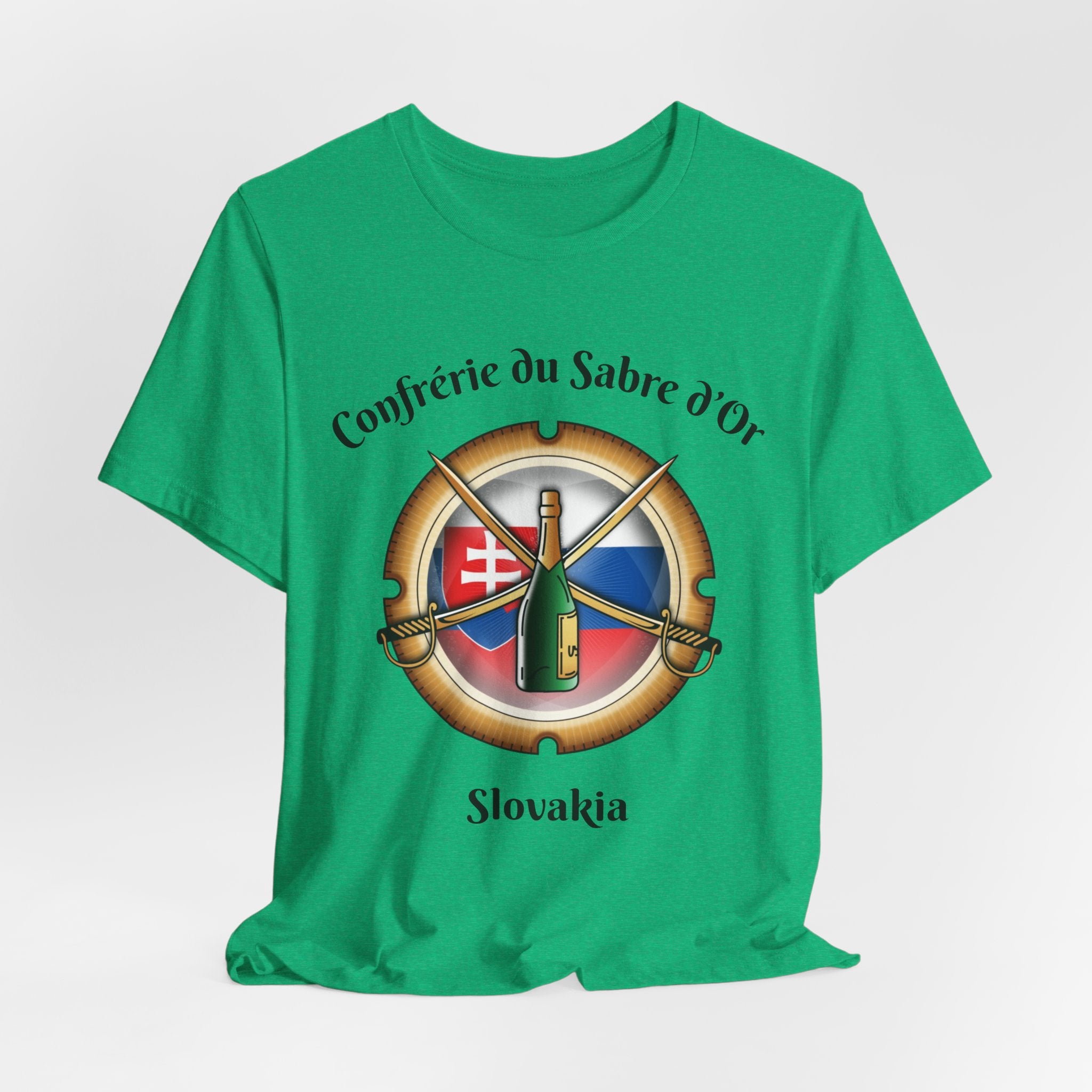 Slovakia Heritage, Sabering Society Slovak Crest T-Shirt, Champagne and Sabrage Heritage Design