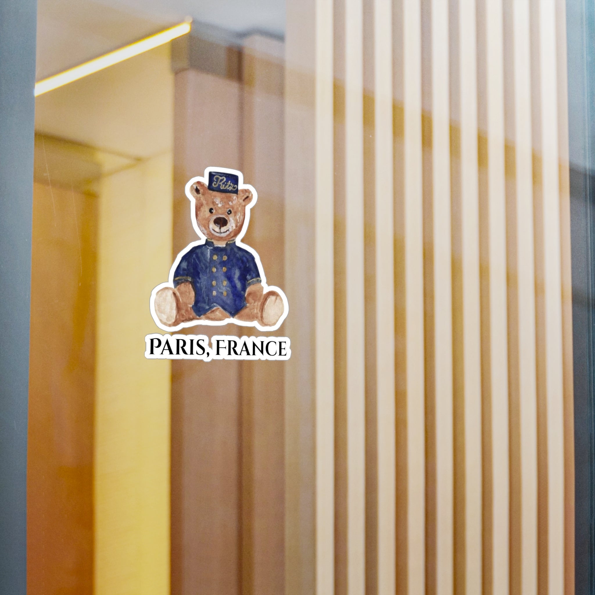 Vinyl Sticker Vintage Ritz Paris Teddy Bear