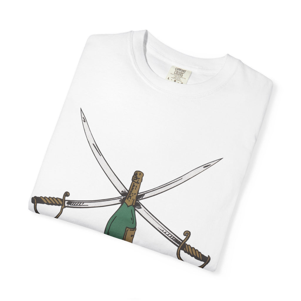 Champagne Sabering T-Shirt, Crossed Sabers & Bottle Graphic Tee
