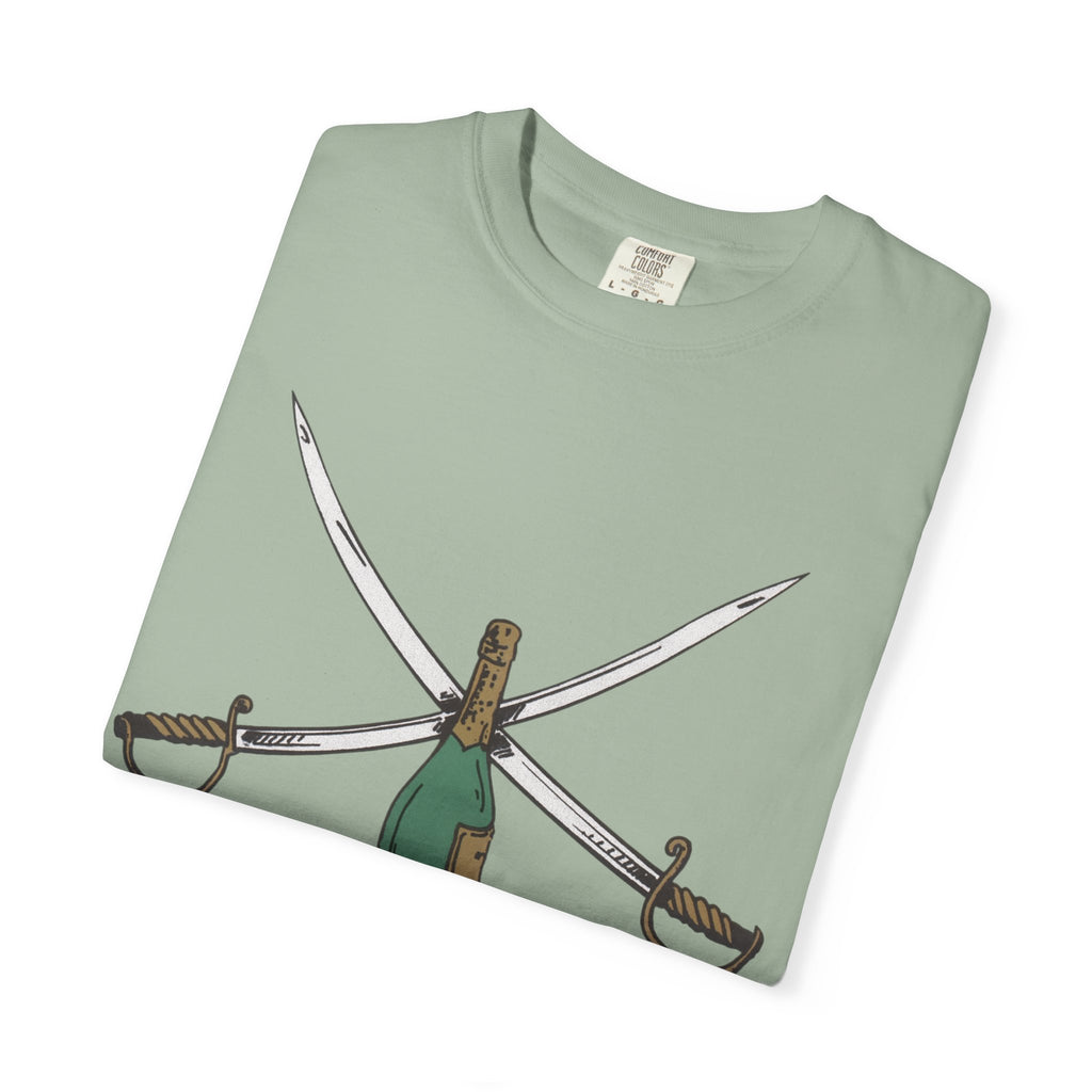Champagne Sabering T-Shirt, Crossed Sabers & Bottle Graphic Tee