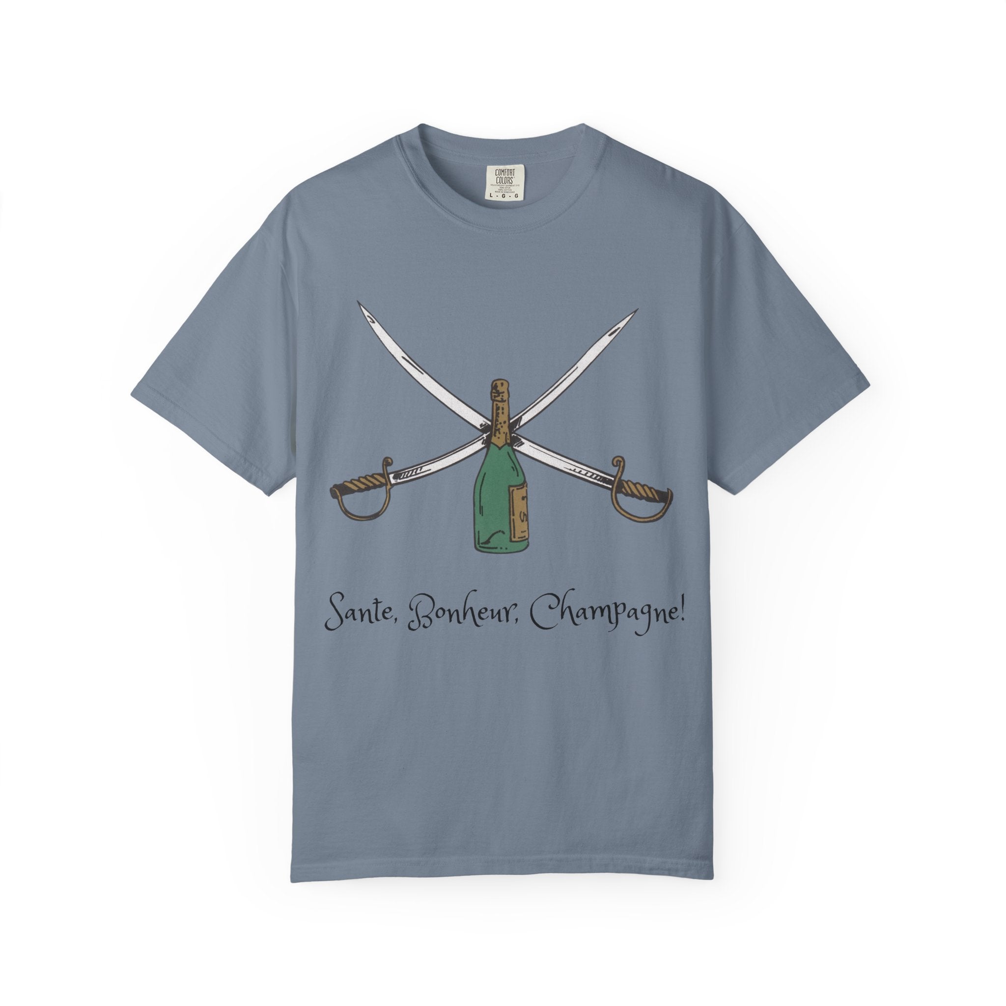 Champagne Sabering T-Shirt, Crossed Sabers & Bottle Graphic Tee