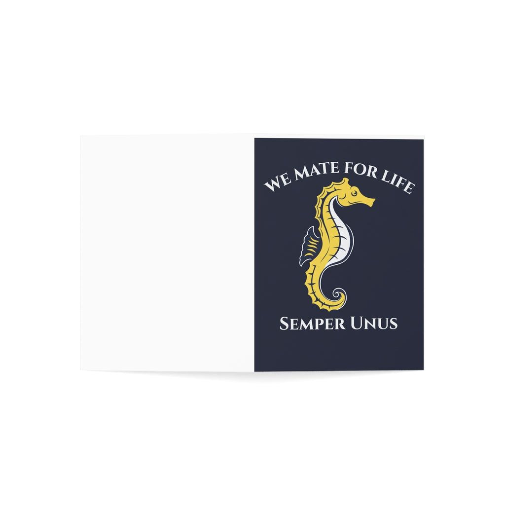 Seahorse 'We Mate For Life Semper Unus' Greeting Card