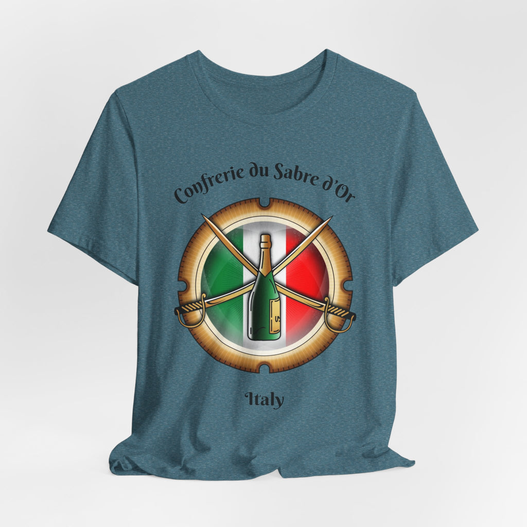 Italian Heritage T-Shirt, Confrérie du Sabre dOr France T-Shirt ,Champagne Sabering Society Emblem Tee
