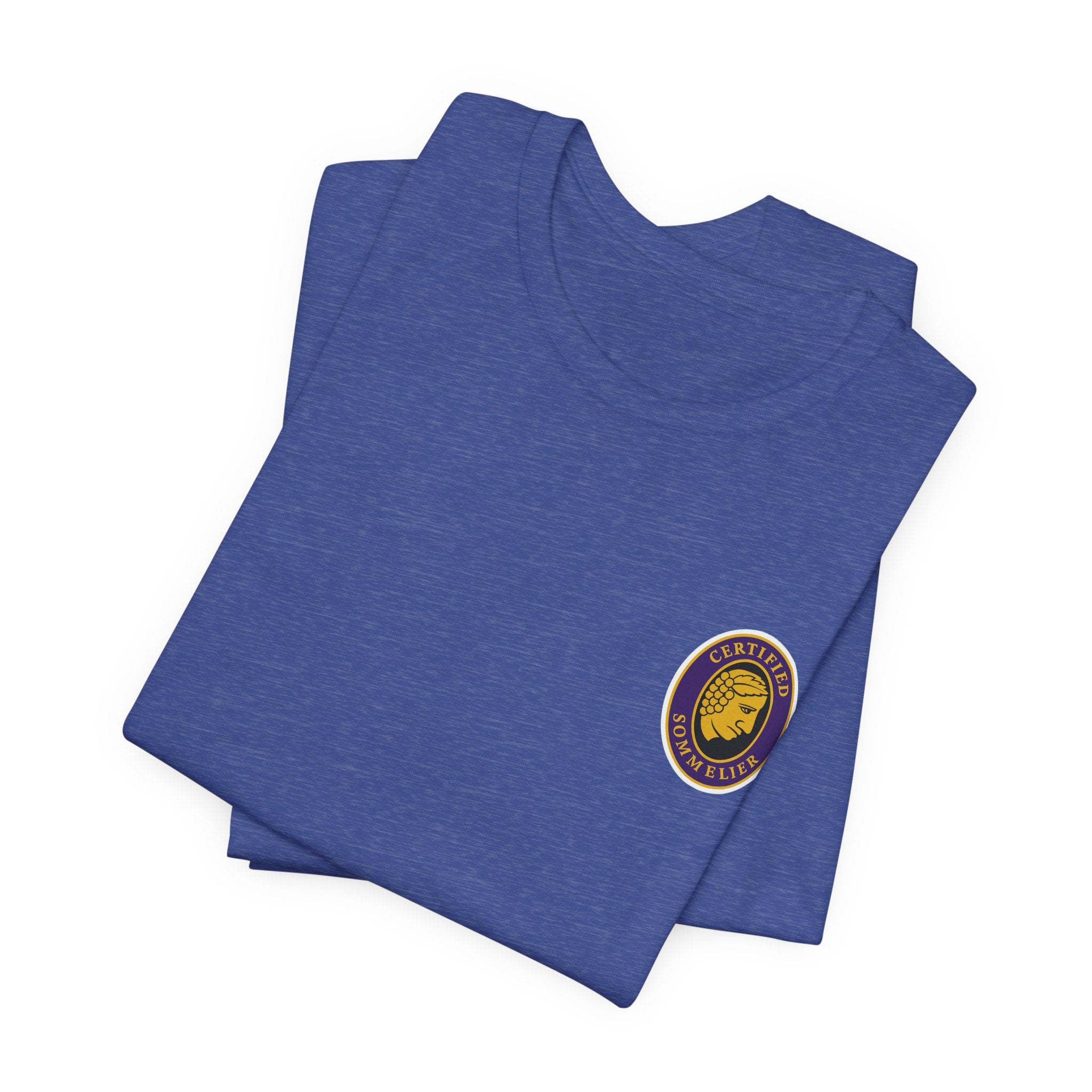 Certified Sommelier T-shirt, featuring the official emblem in striking purple, gold, and black
