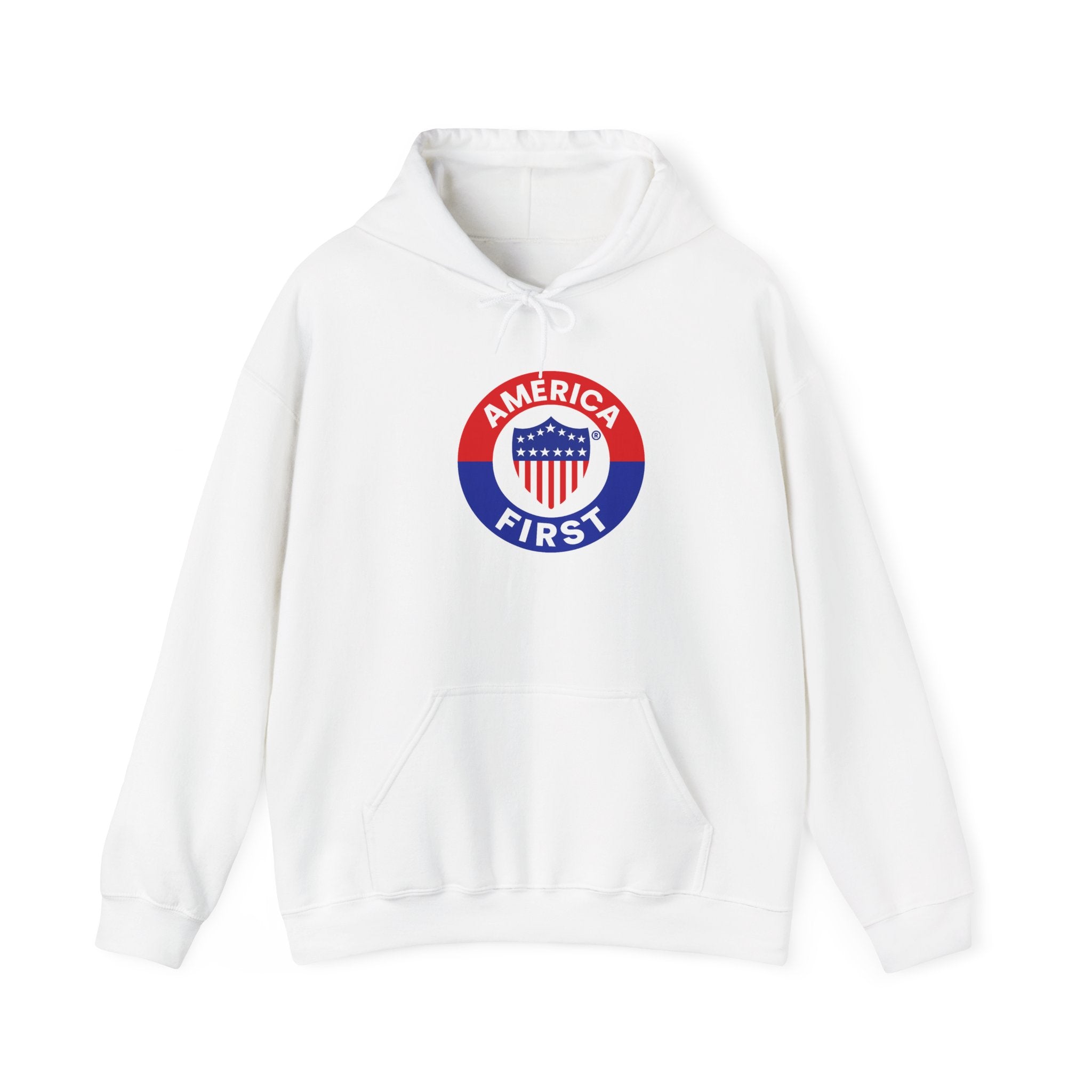 America First badge Hoodie | Patriotic USA shield emblem