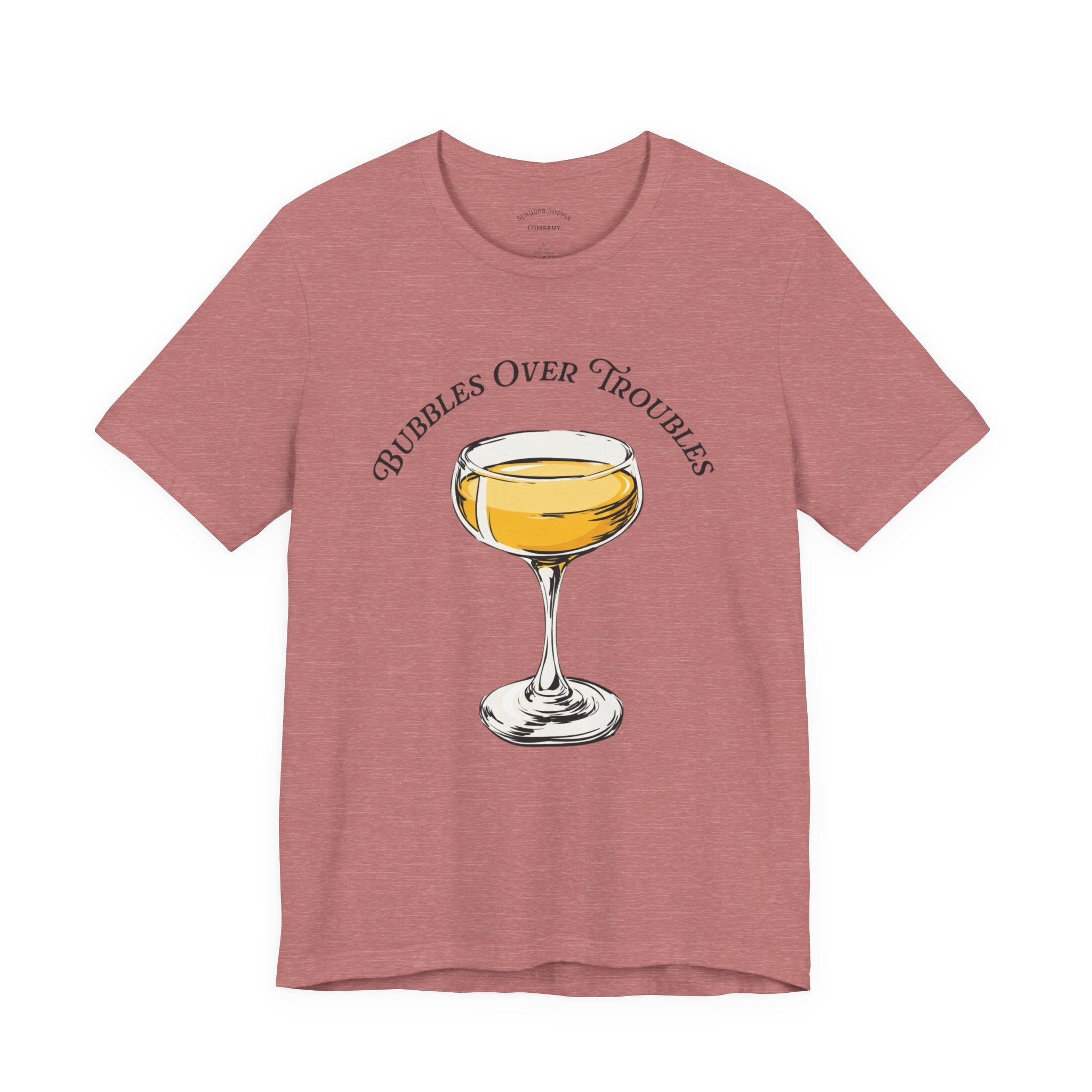 Bubbles Over Troubles Champagne Glass Tee | Cocktail Shirt