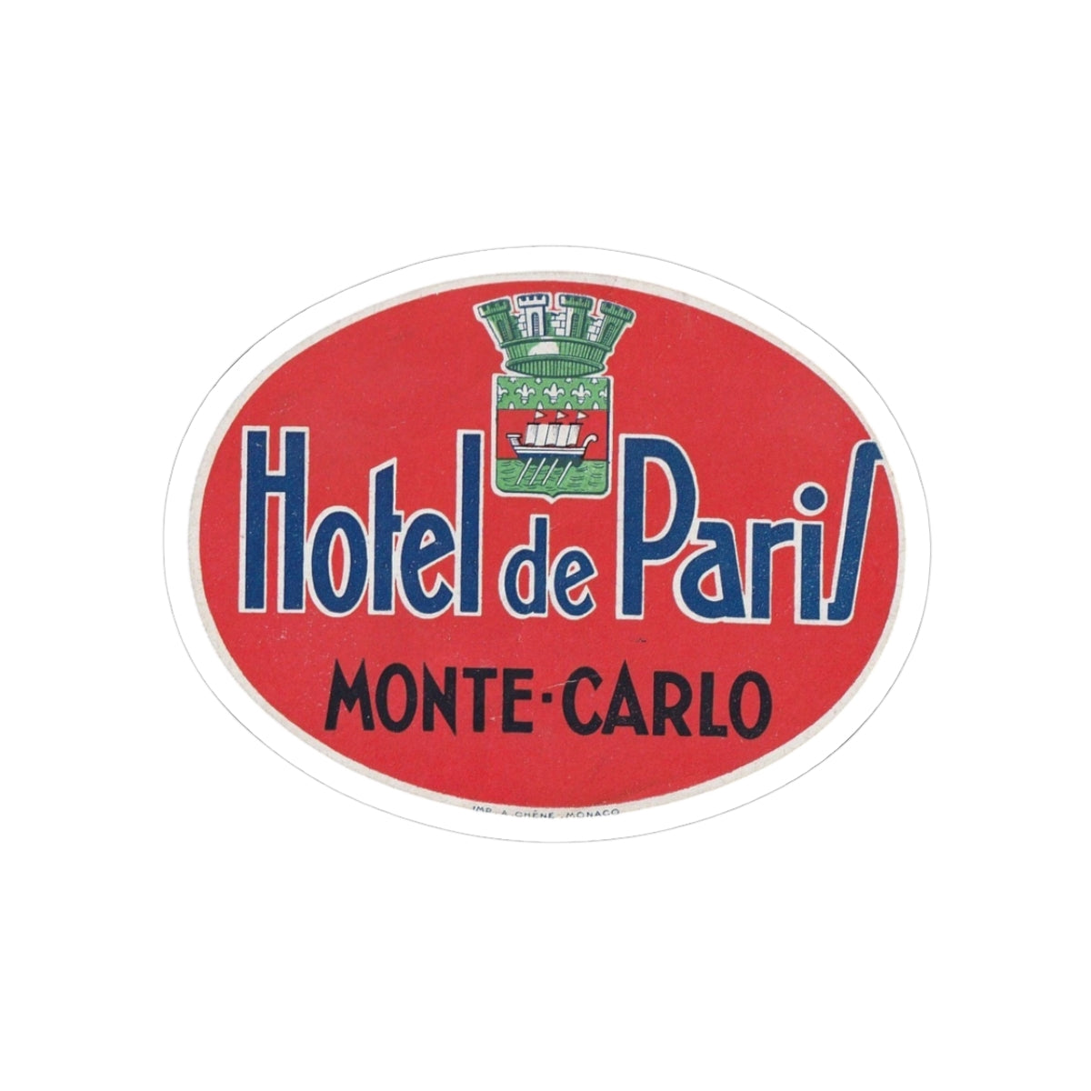 Hotel de Paris Monte-Carlo Oval Vinyl Sticker | Vintage Travel