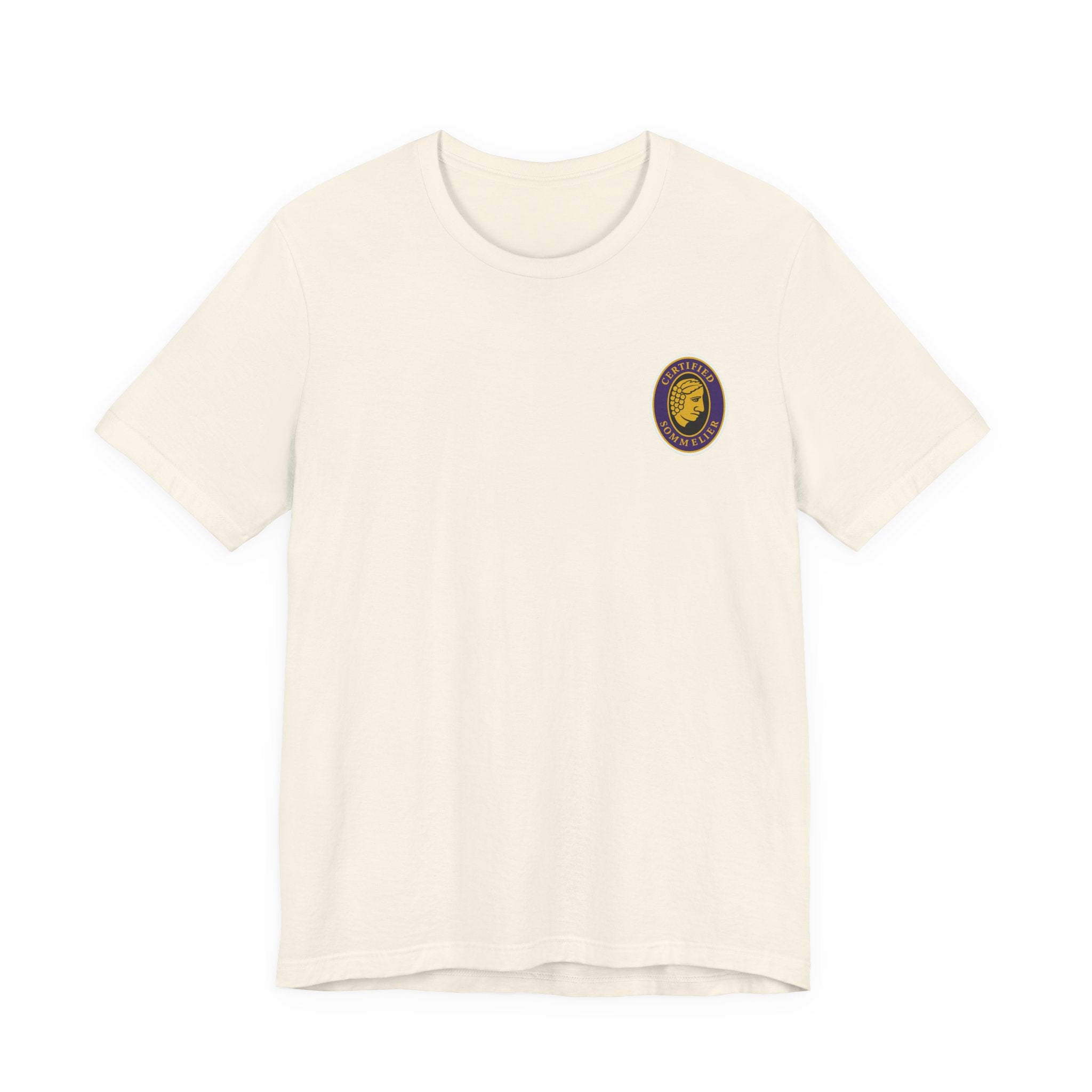 Certified Sommelier T-shirt, featuring the official emblem in striking purple, gold, and black