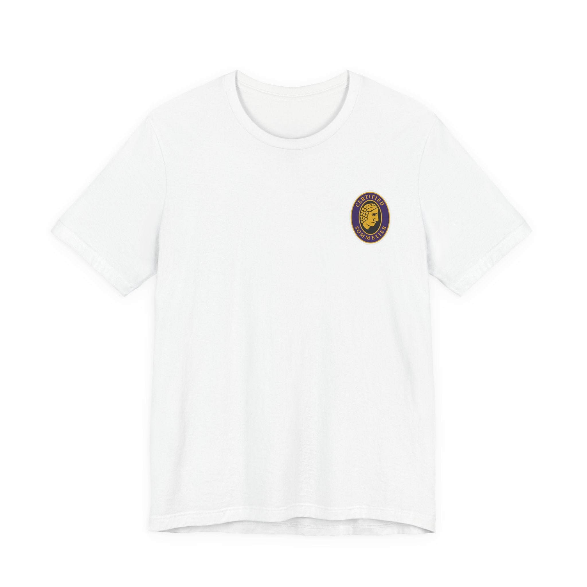 Certified Sommelier T-shirt, featuring the official emblem in striking purple, gold, and black