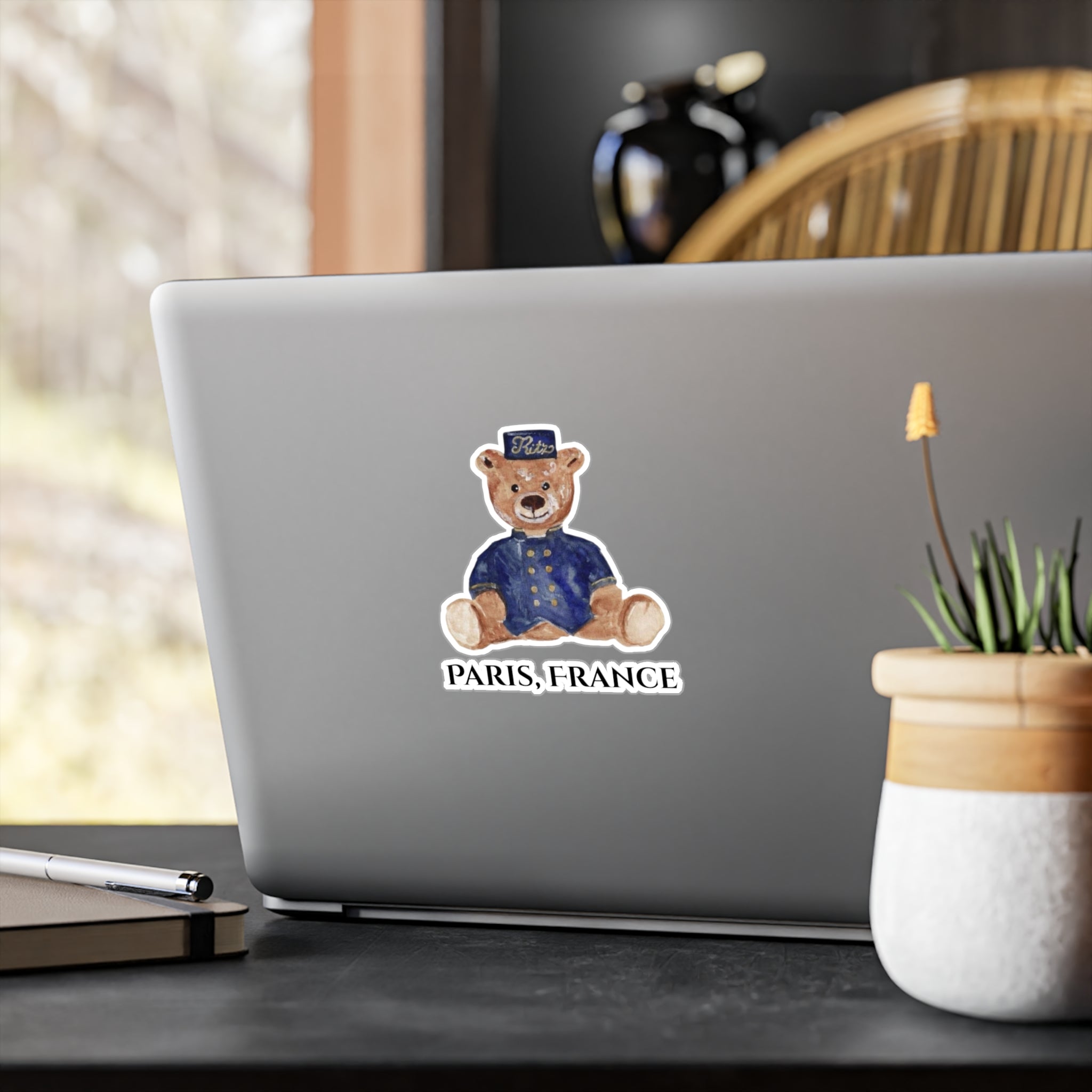 Vinyl Sticker Vintage Ritz Paris Teddy Bear