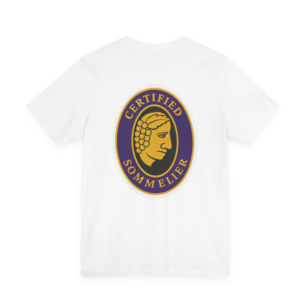 Certified Sommelier T-shirt, featuring the official emblem in striking purple, gold, and black