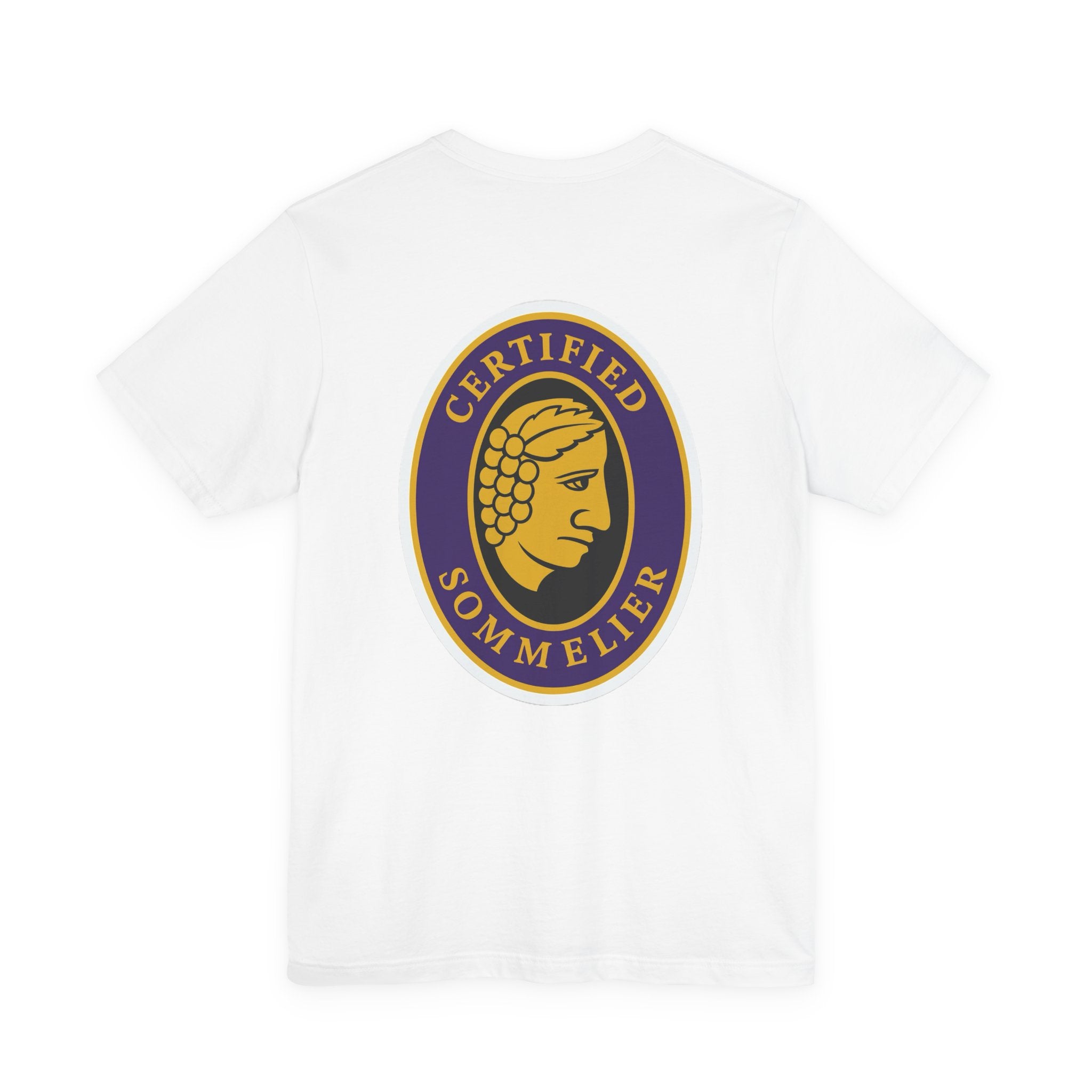 Certified Sommelier T-shirt, featuring the official emblem in striking purple, gold, and black