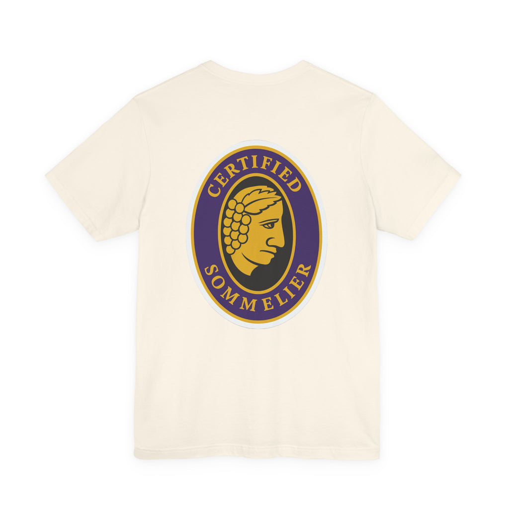 Certified Sommelier T-shirt, featuring the official emblem in striking purple, gold, and black