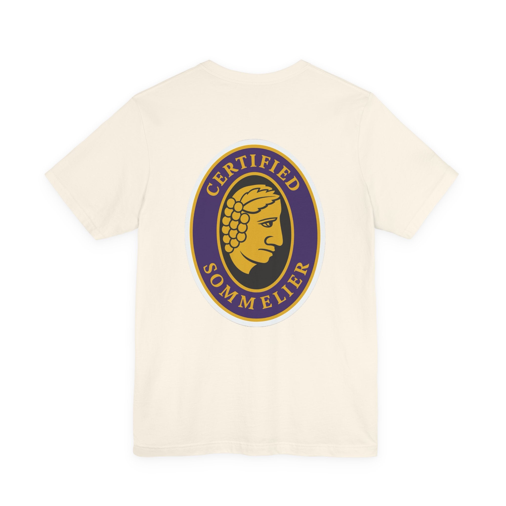 Certified Sommelier T-shirt, featuring the official emblem in striking purple, gold, and black