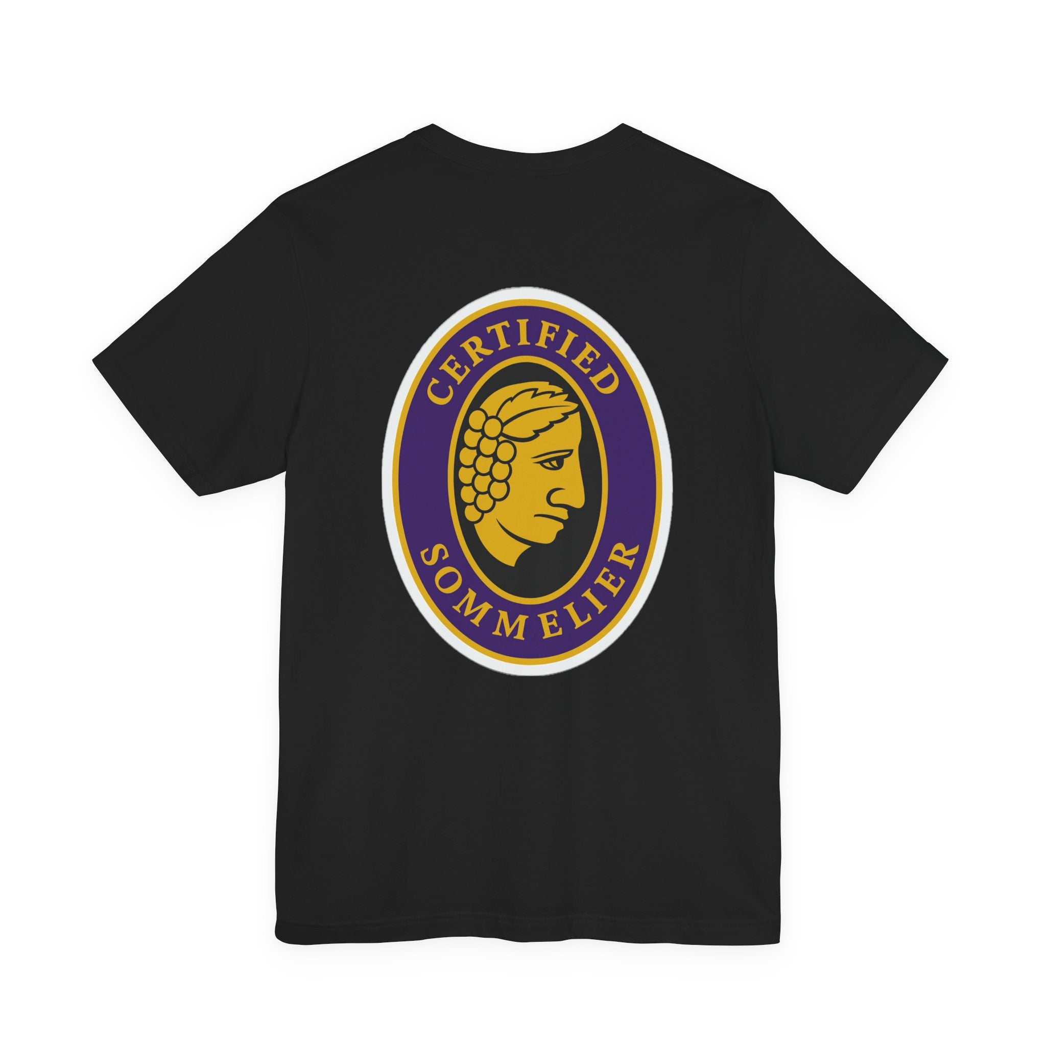 Certified Sommelier T-shirt, featuring the official emblem in striking purple, gold, and black