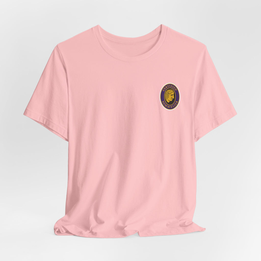 Certified Sommelier T-shirt, featuring the official emblem in striking purple, gold, and black