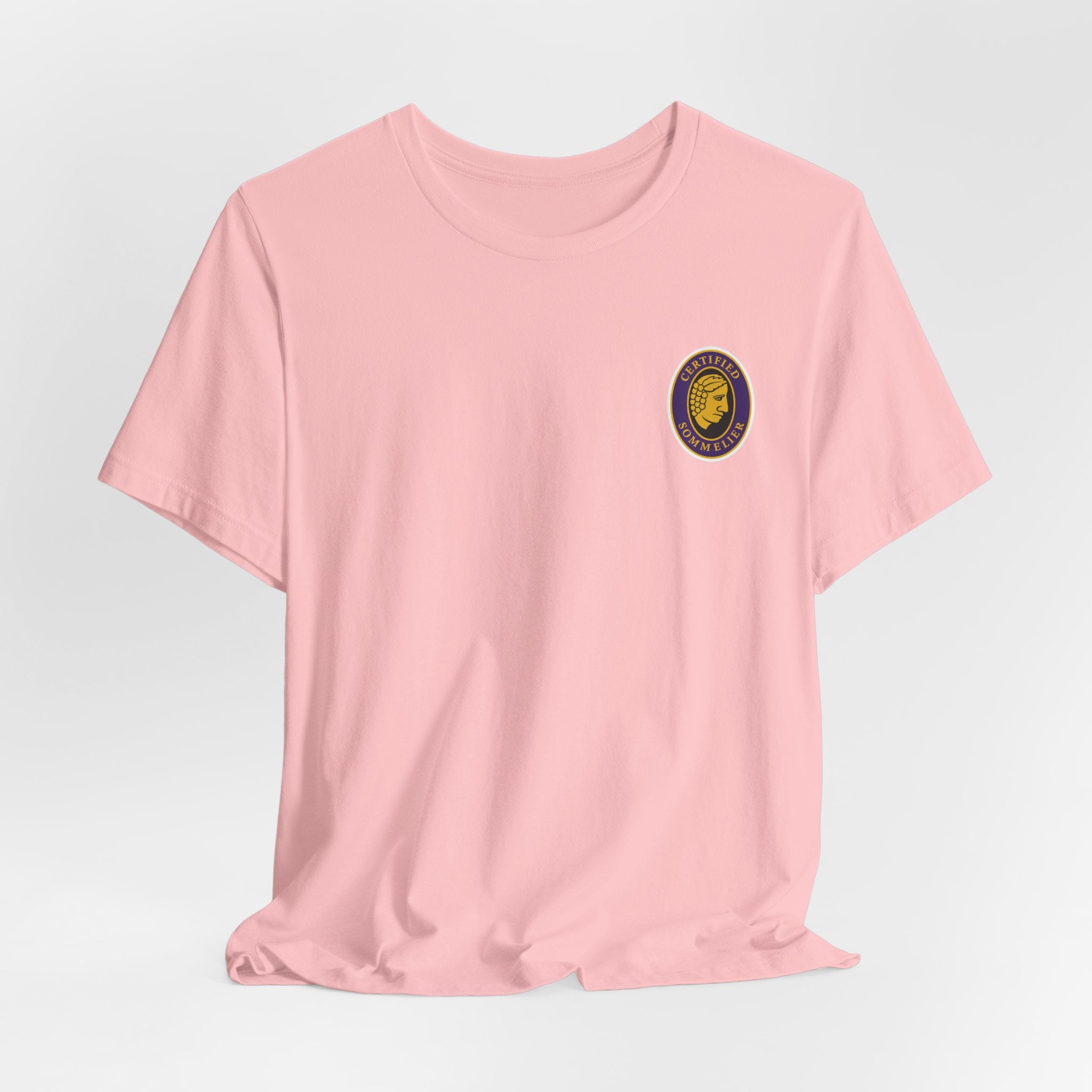 Certified Sommelier T-shirt, featuring the official emblem in striking purple, gold, and black