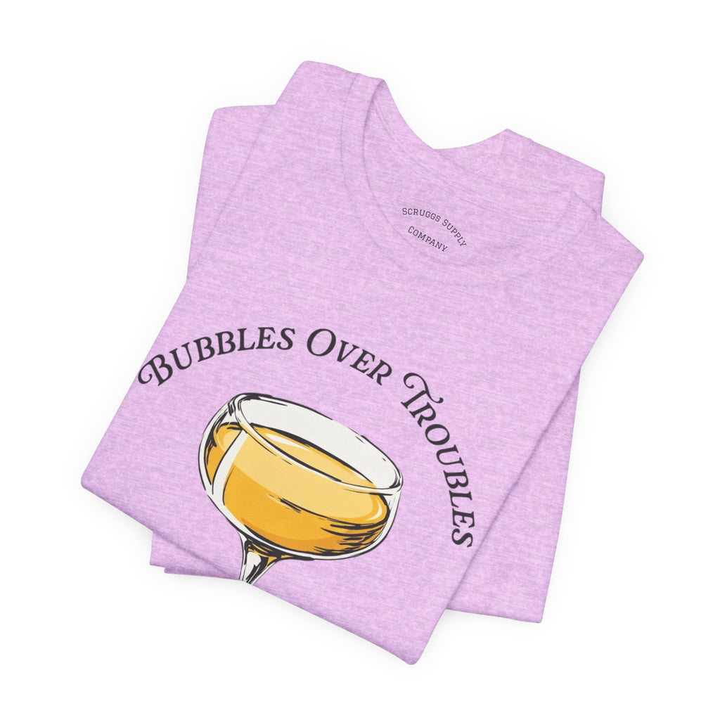 Bubbles Over Troubles Champagne Glass Tee | Cocktail Shirt